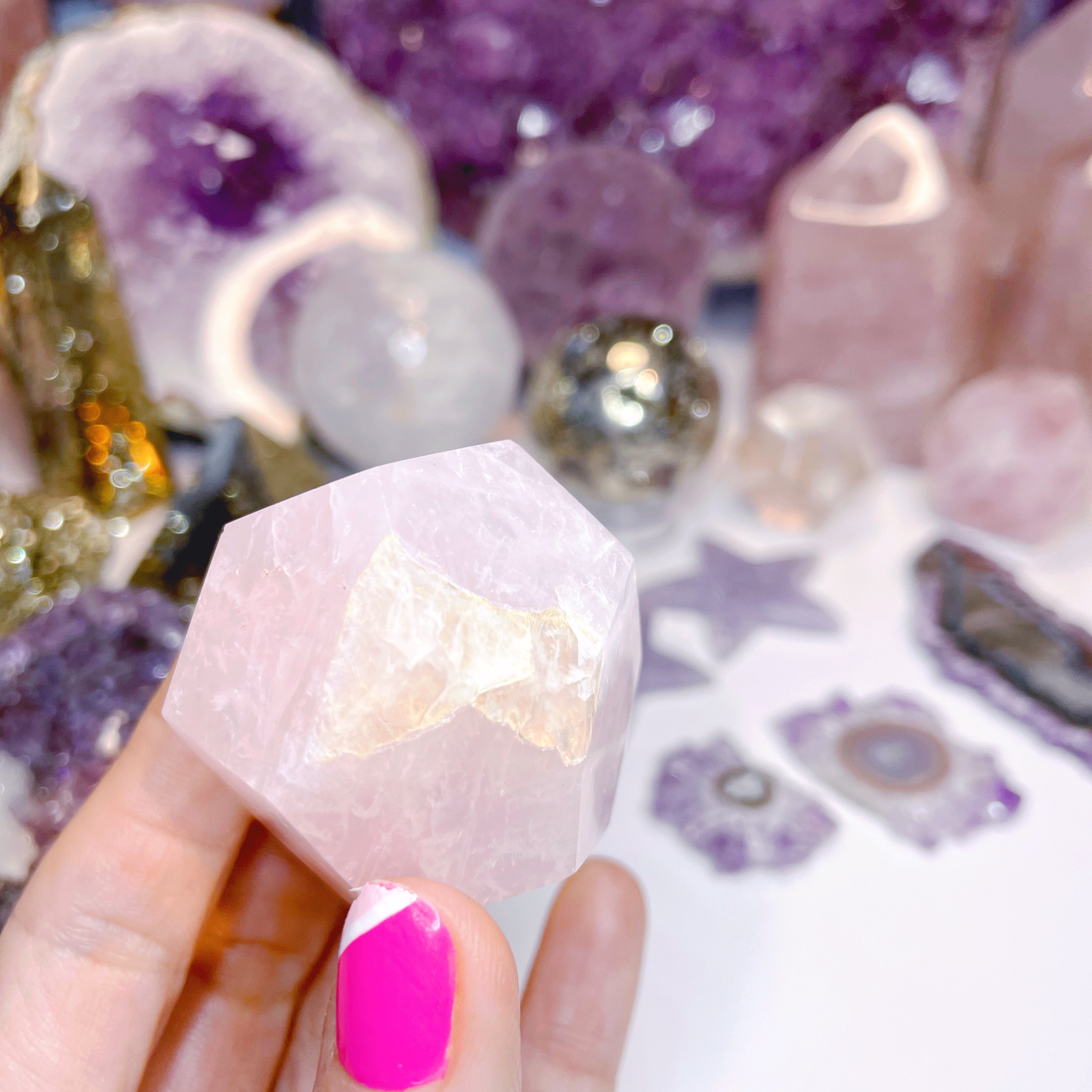 Rose Quartz Dodecahedron w/ iron inclusion - Baltic Mermaid