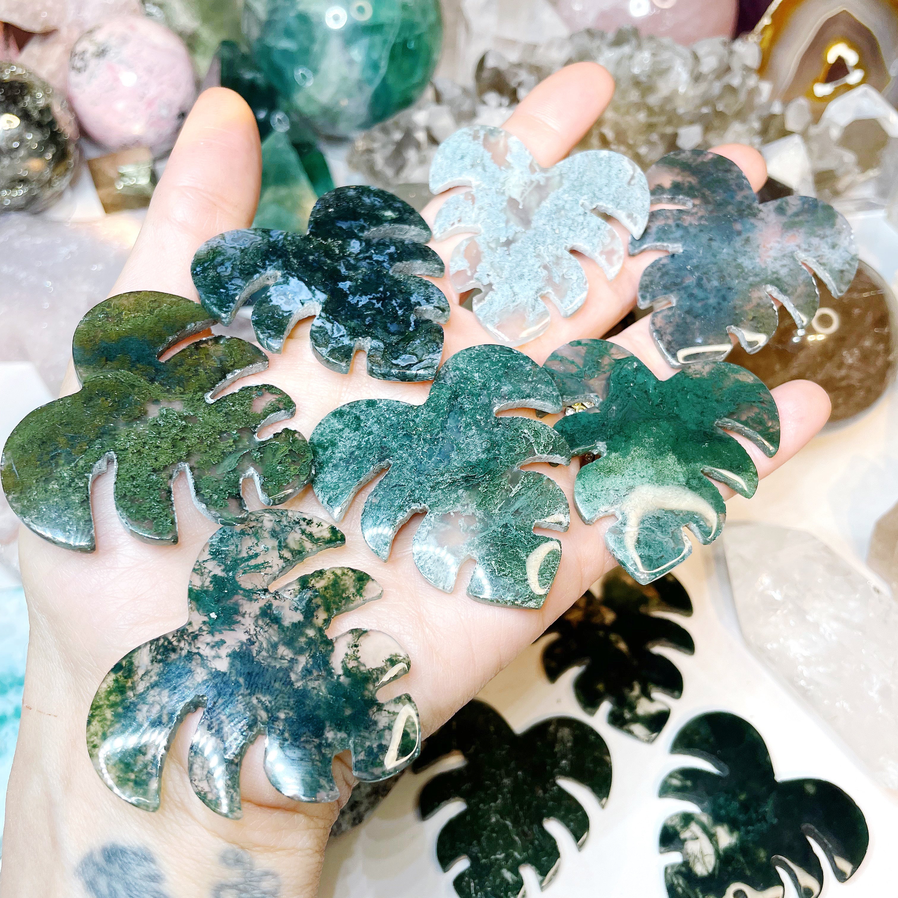 Moss Agate Monstera Leaf - Baltic Mermaid