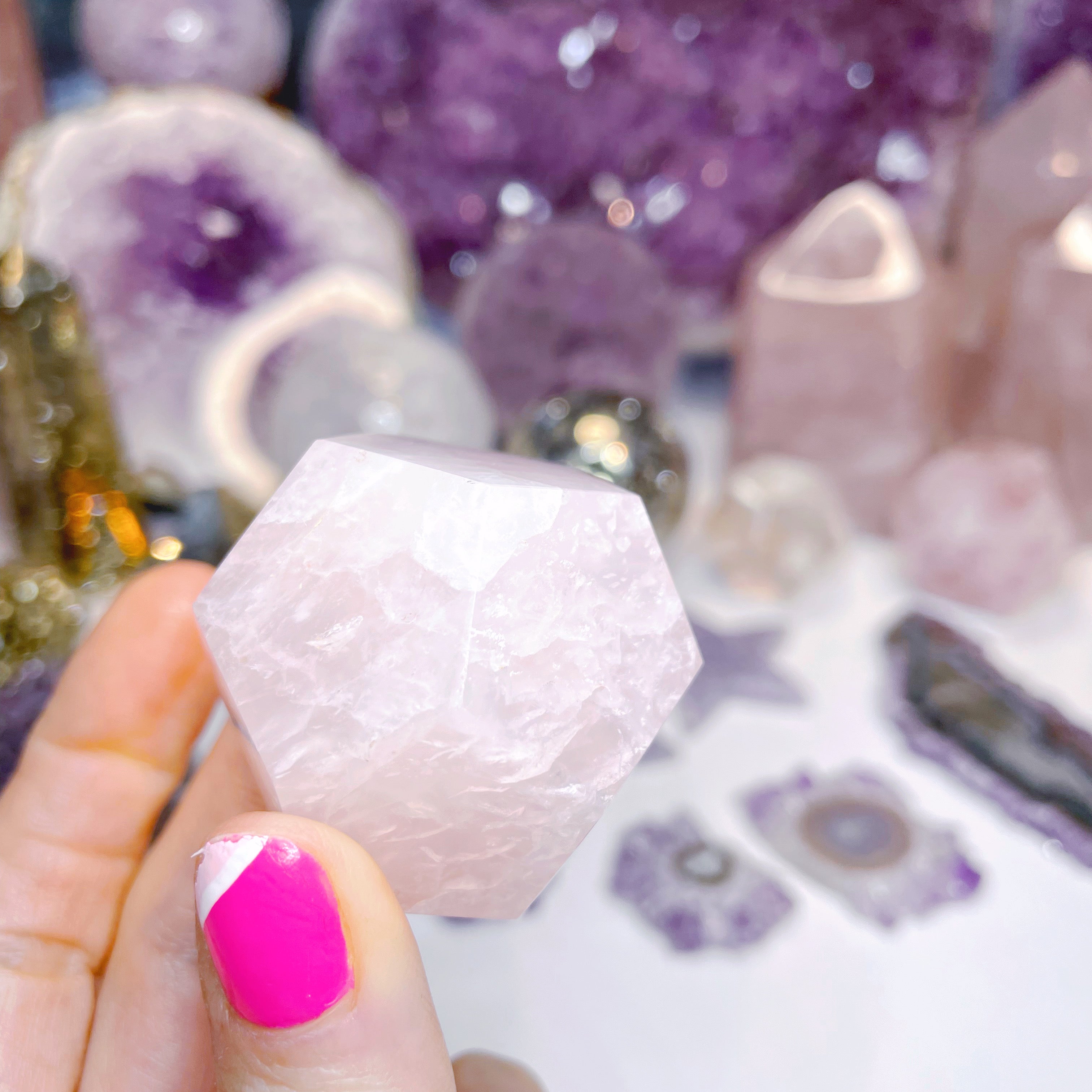 Rose Quartz Dodecahedron w/ iron inclusion - Baltic Mermaid