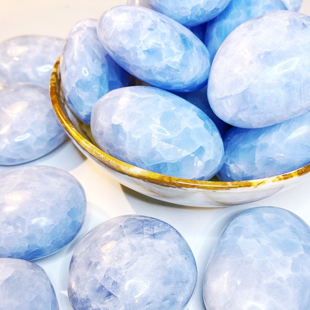 Blue Calcite Palm Stones - Baltic Mermaid