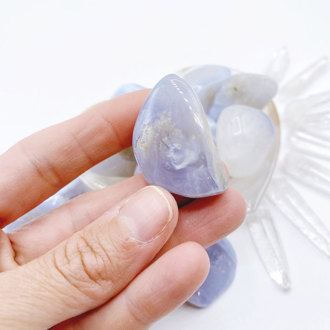 Blue Lace Agate Tumbled Stones - Baltic Mermaid