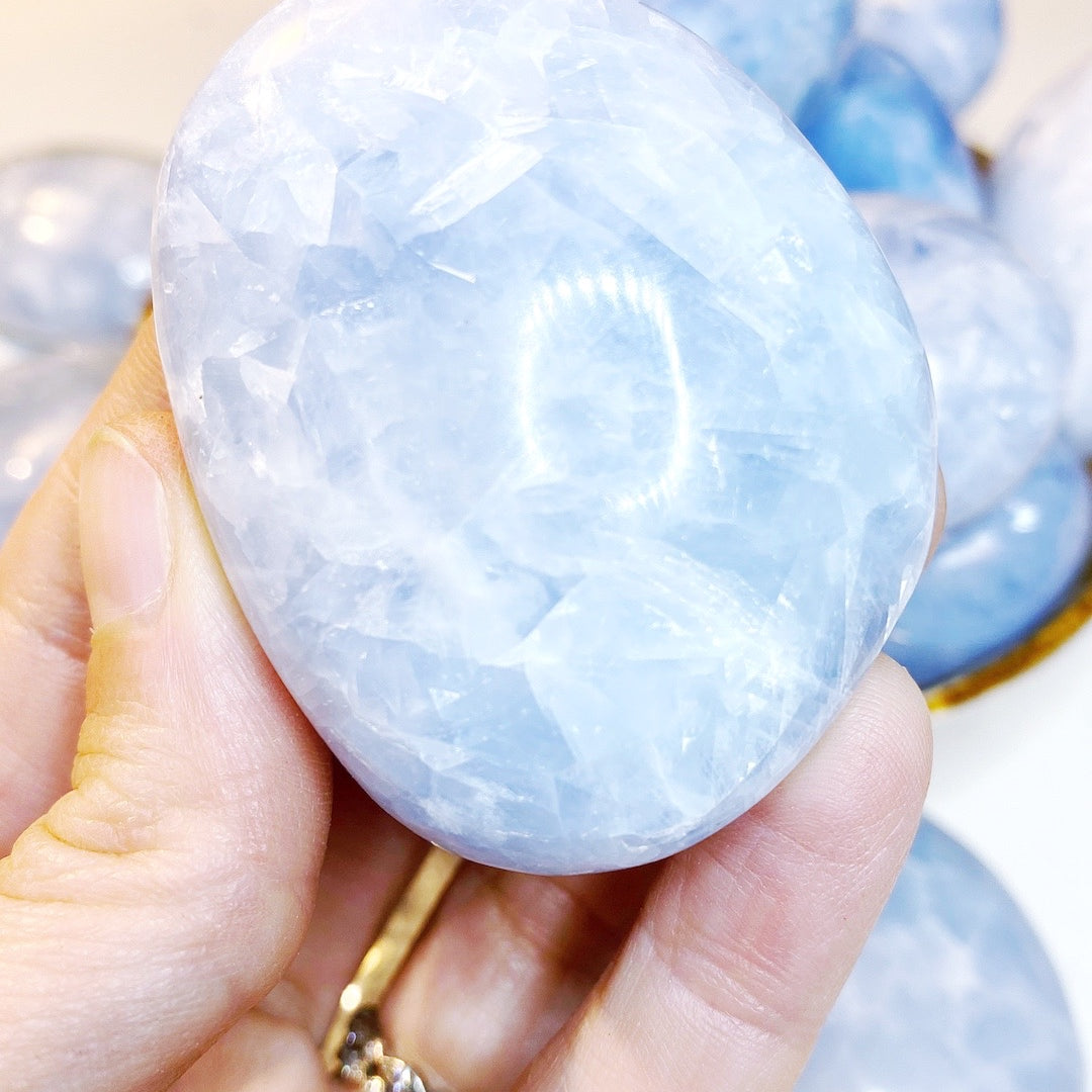 Blue Calcite Palm Stones - Baltic Mermaid