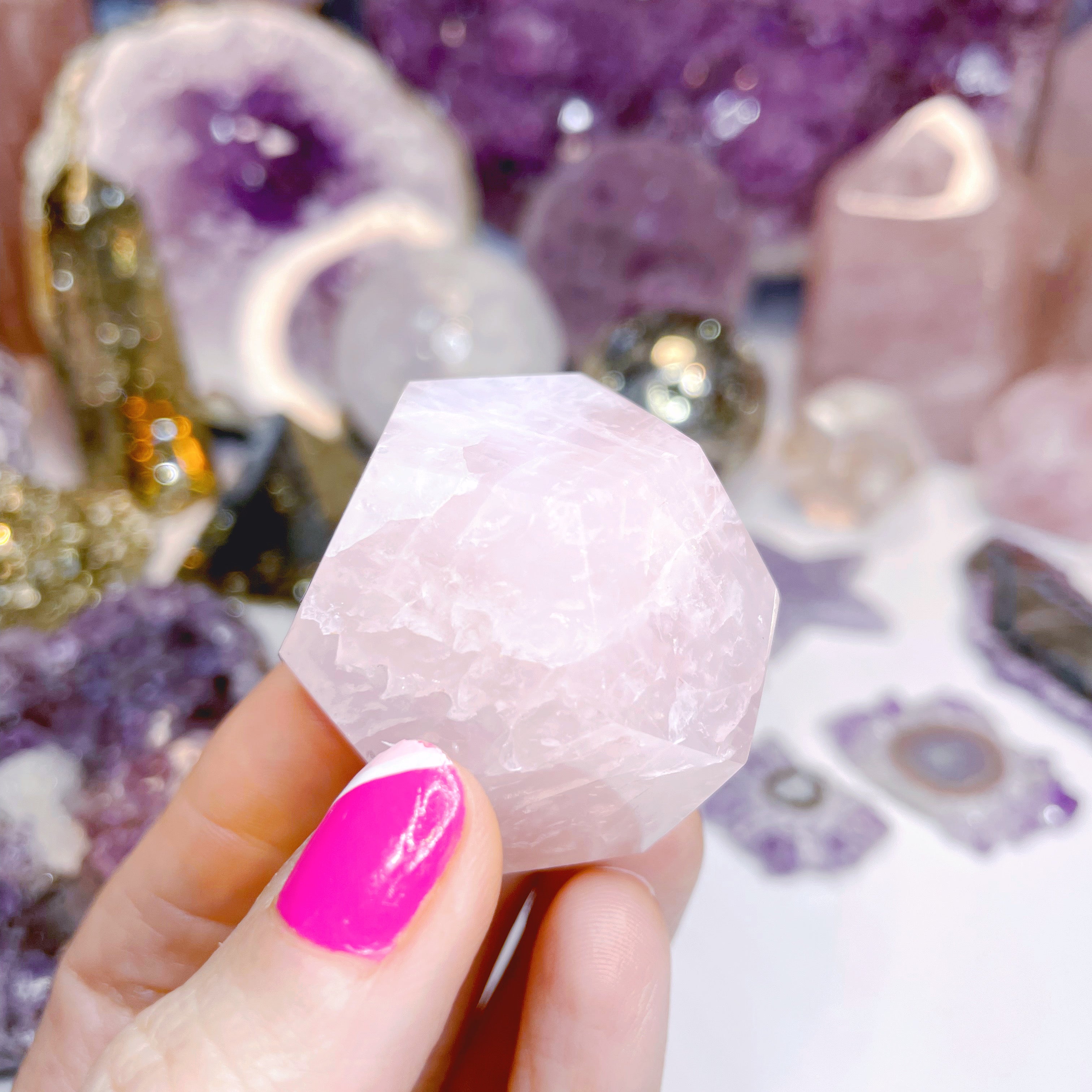 Rose Quartz Dodecahedron w/ iron inclusion - Baltic Mermaid