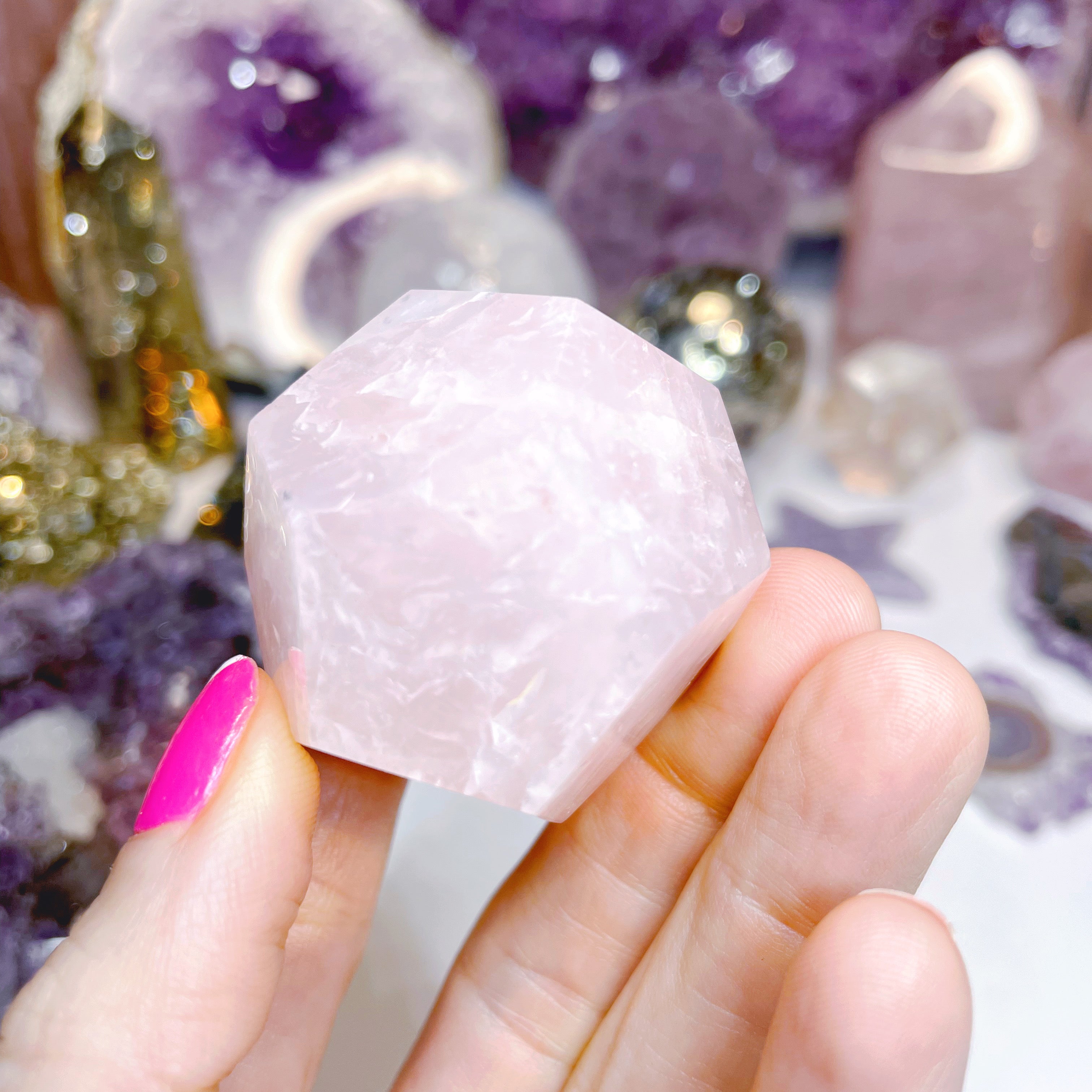 Rose Quartz Dodecahedron w/ iron inclusion - Baltic Mermaid