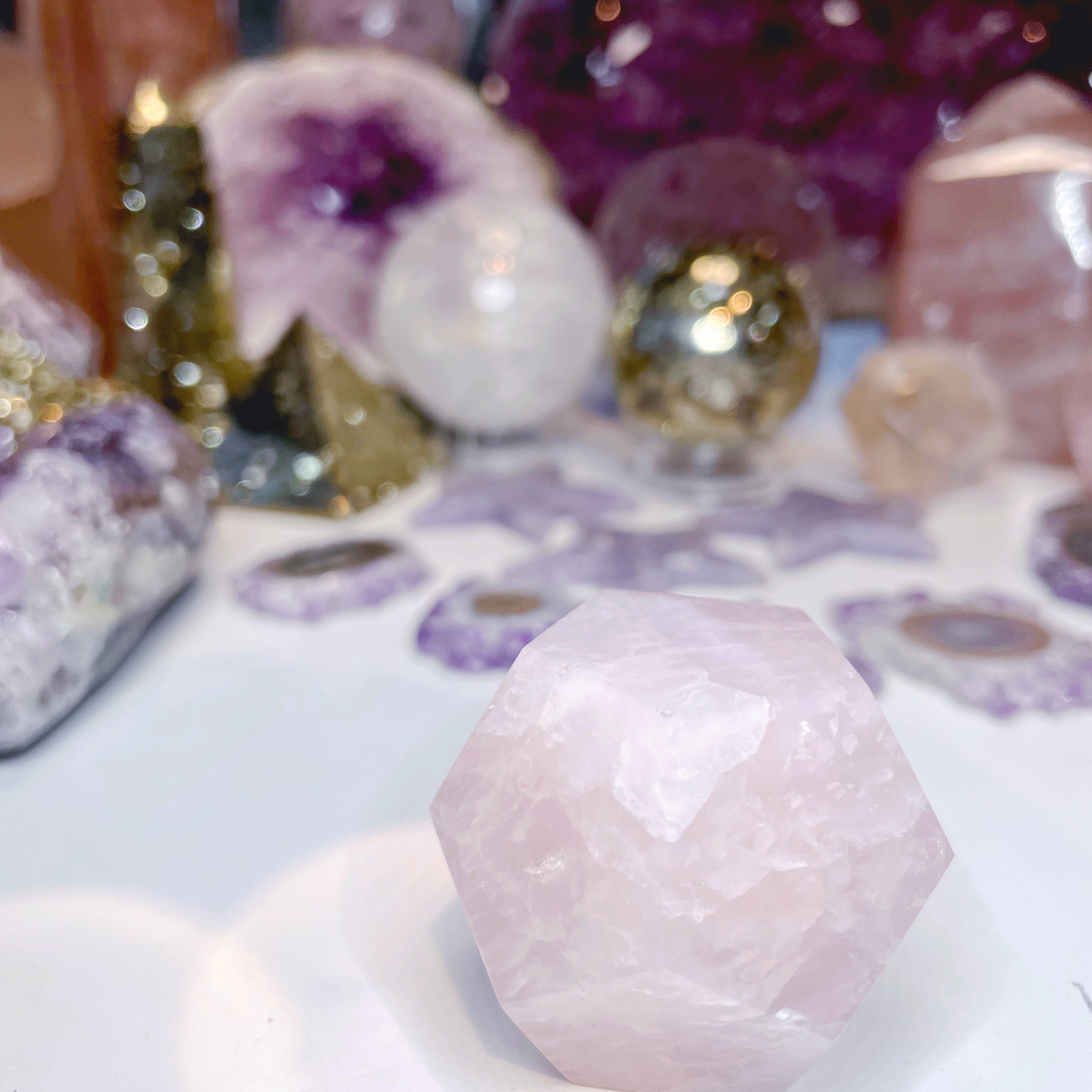 Rose Quartz Dodecahedron w/ iron inclusion - Baltic Mermaid