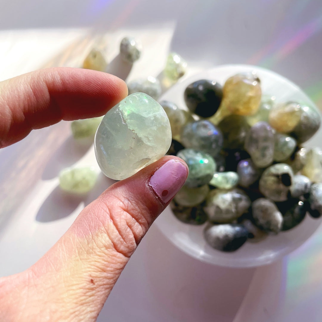 Prehnite with Epidote Tumbled Stones - Baltic Mermaid