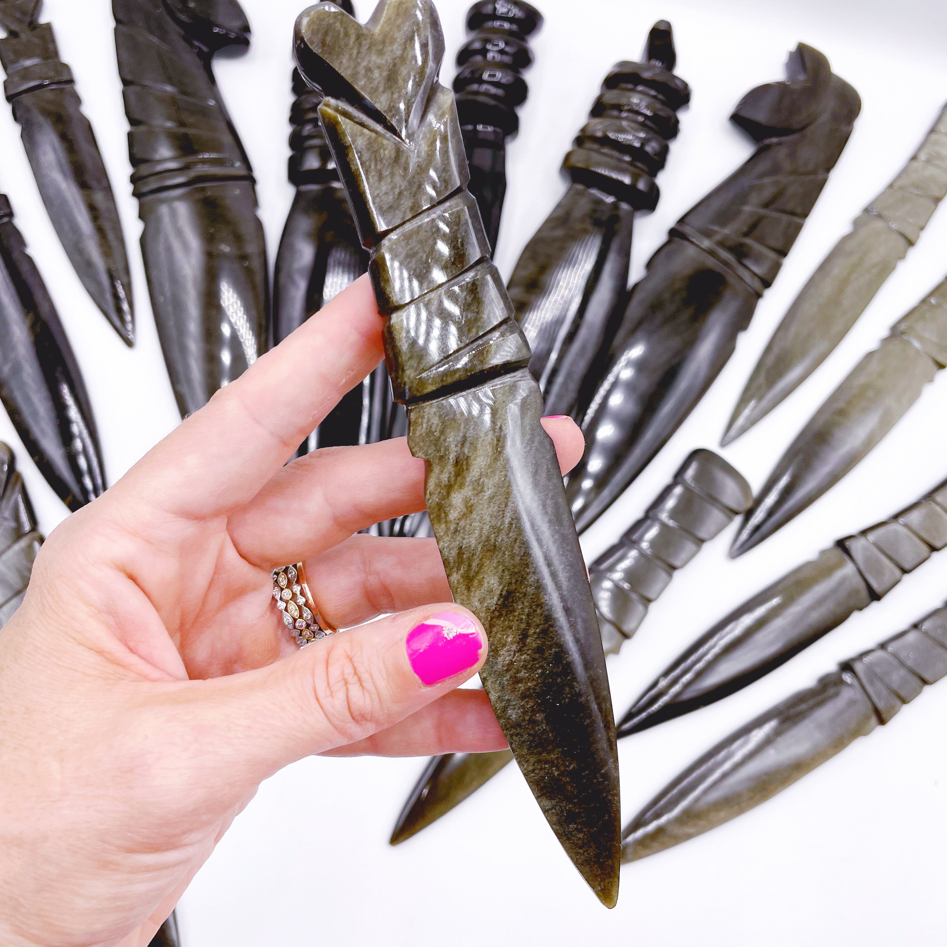 Gold Sheen Obsidian Heart Dagger/Letter Opener - Baltic Mermaid