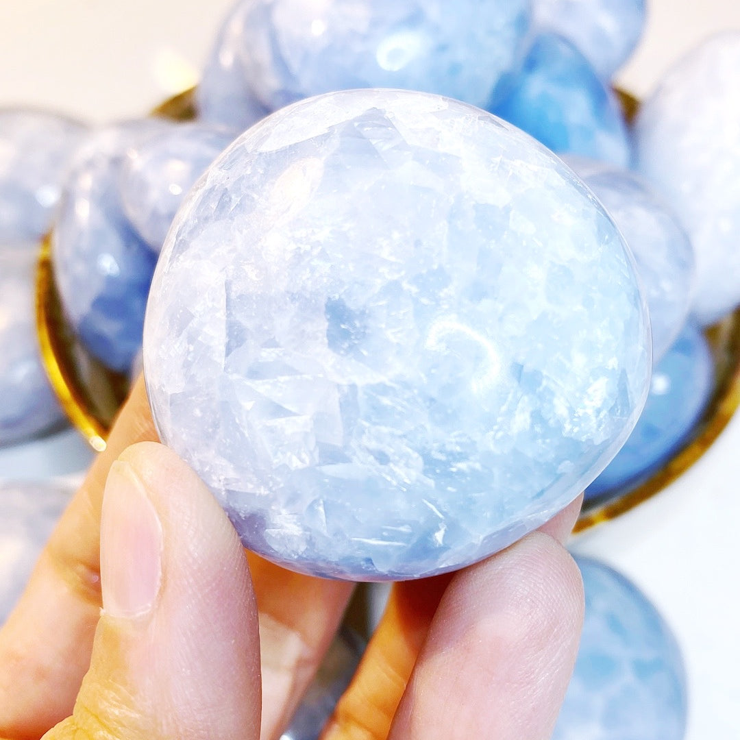 Blue Calcite Palm Stones - Baltic Mermaid