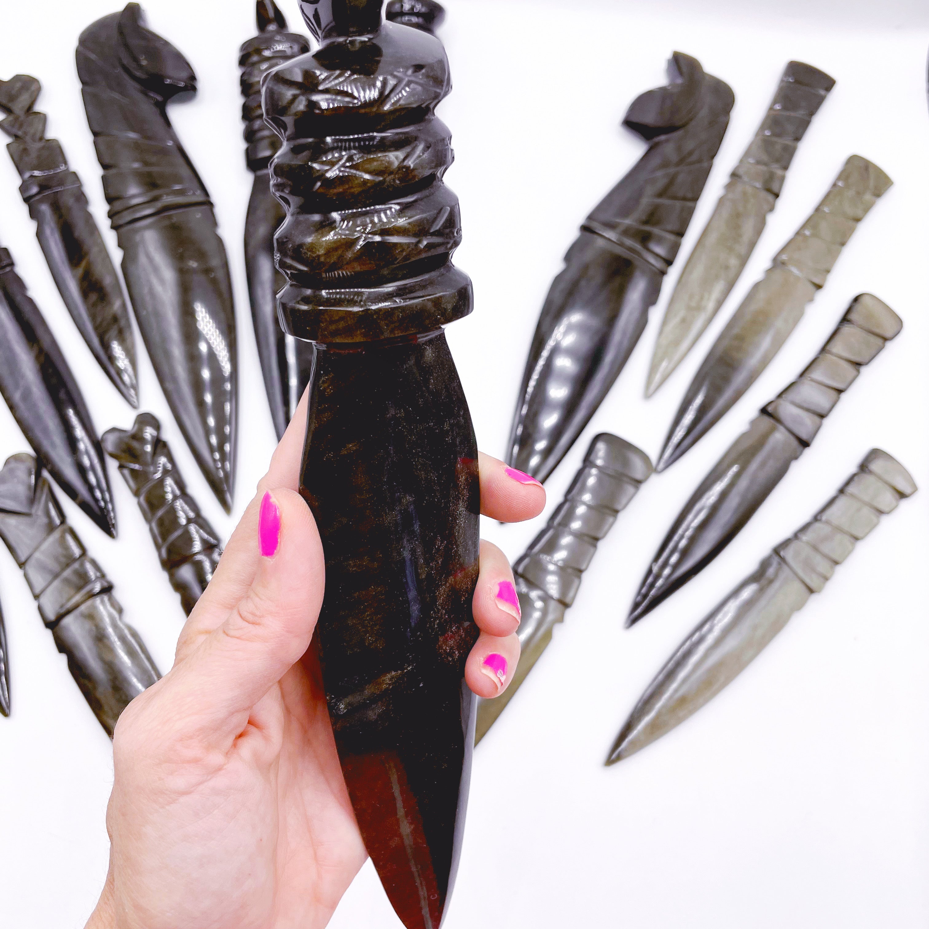 Gold Sheen Obsidian Serpent Dagger - Baltic Mermaid