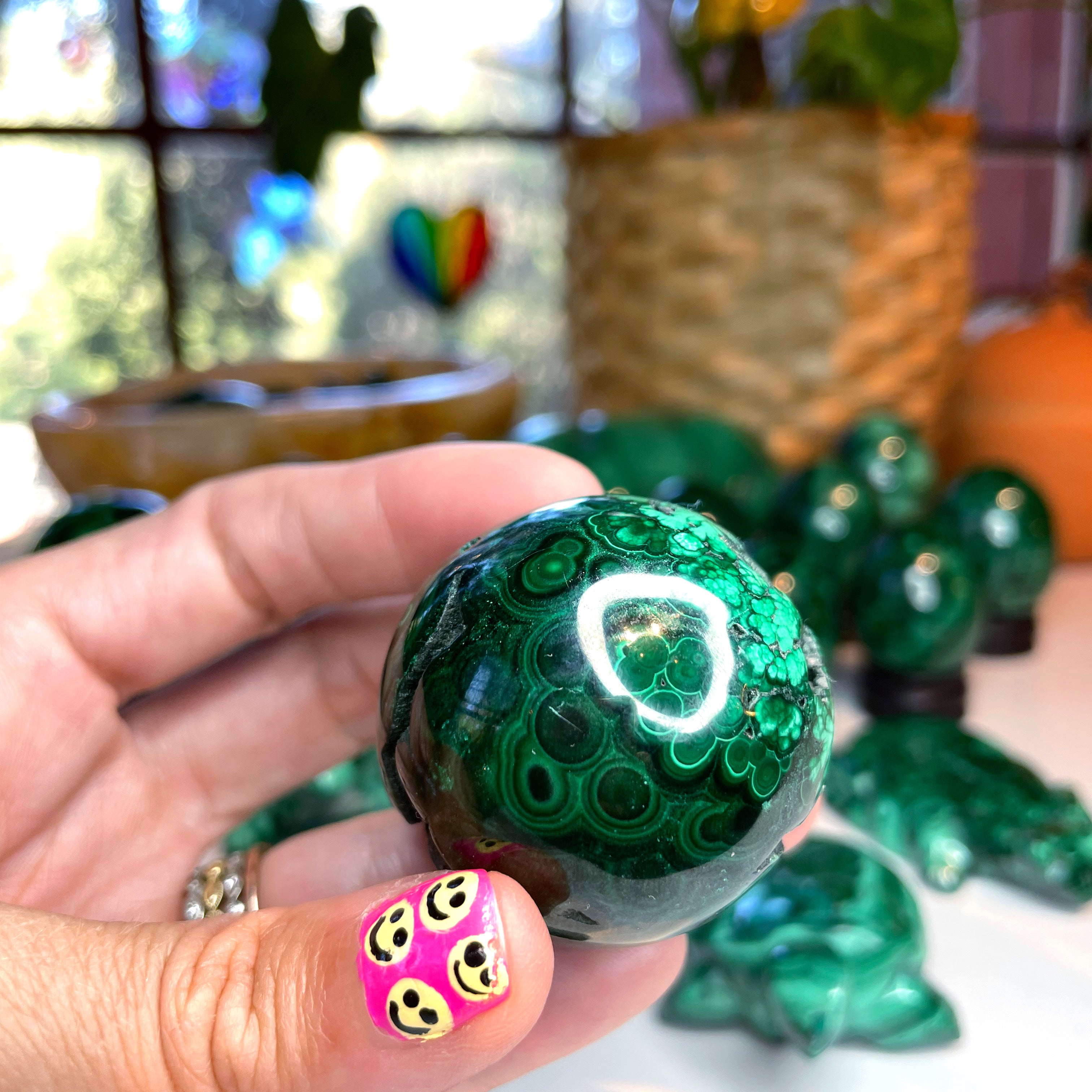 Malachite Carved Sphere - Baltic Mermaid