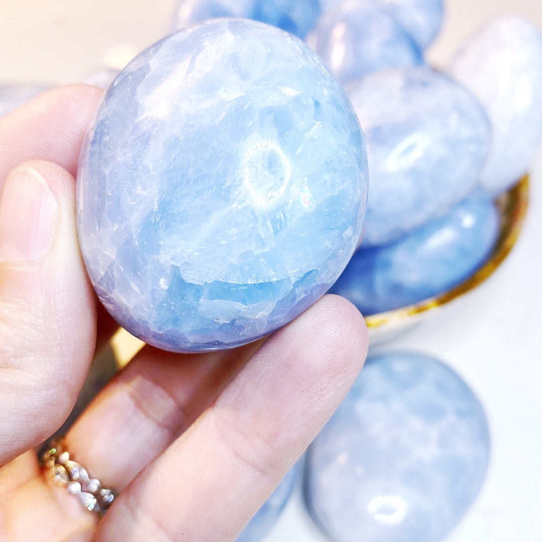Blue Calcite Palm Stones - Baltic Mermaid