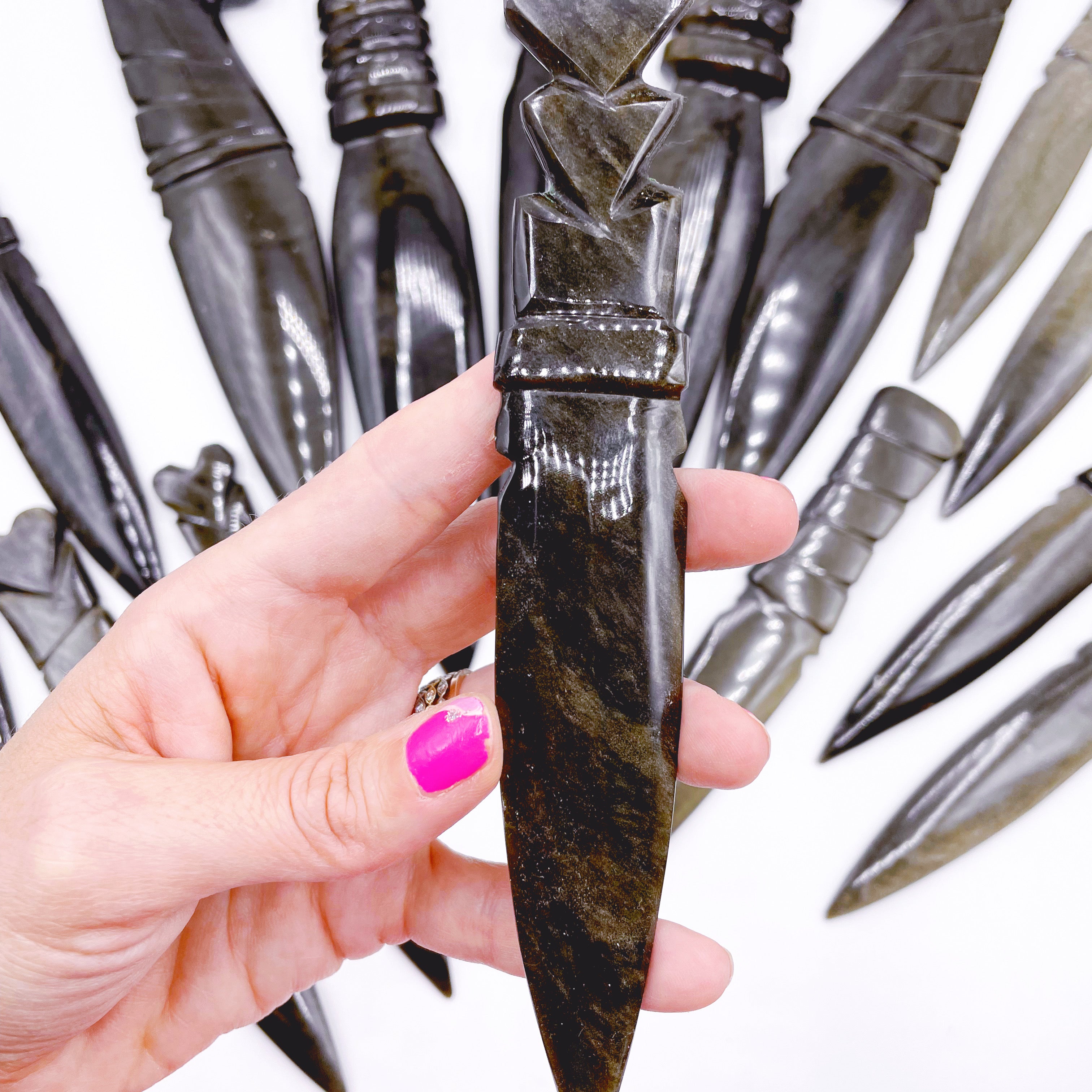 Gold Sheen Obsidian Heart Dagger/Letter Opener - Baltic Mermaid