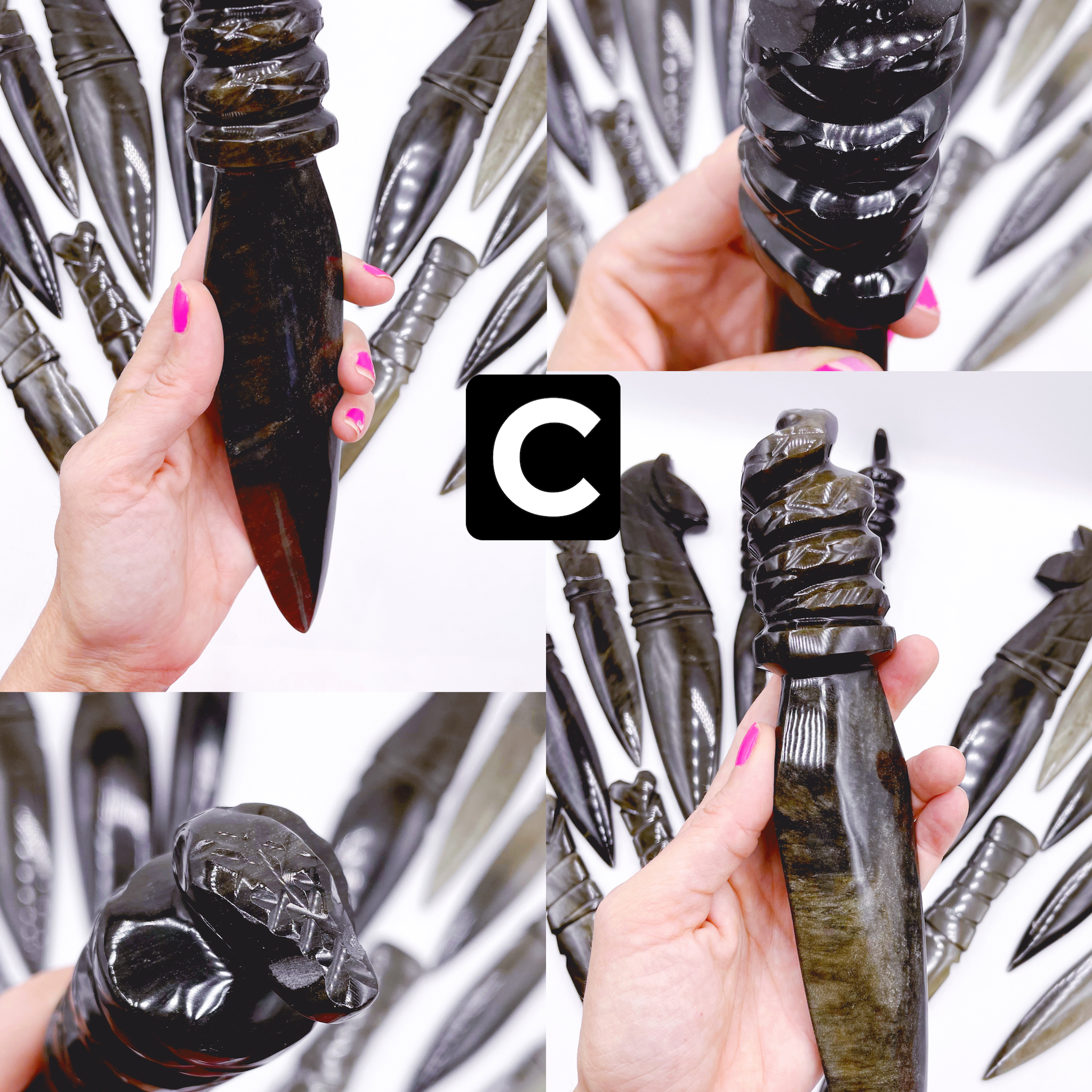 Gold Sheen Obsidian Serpent Dagger - Baltic Mermaid