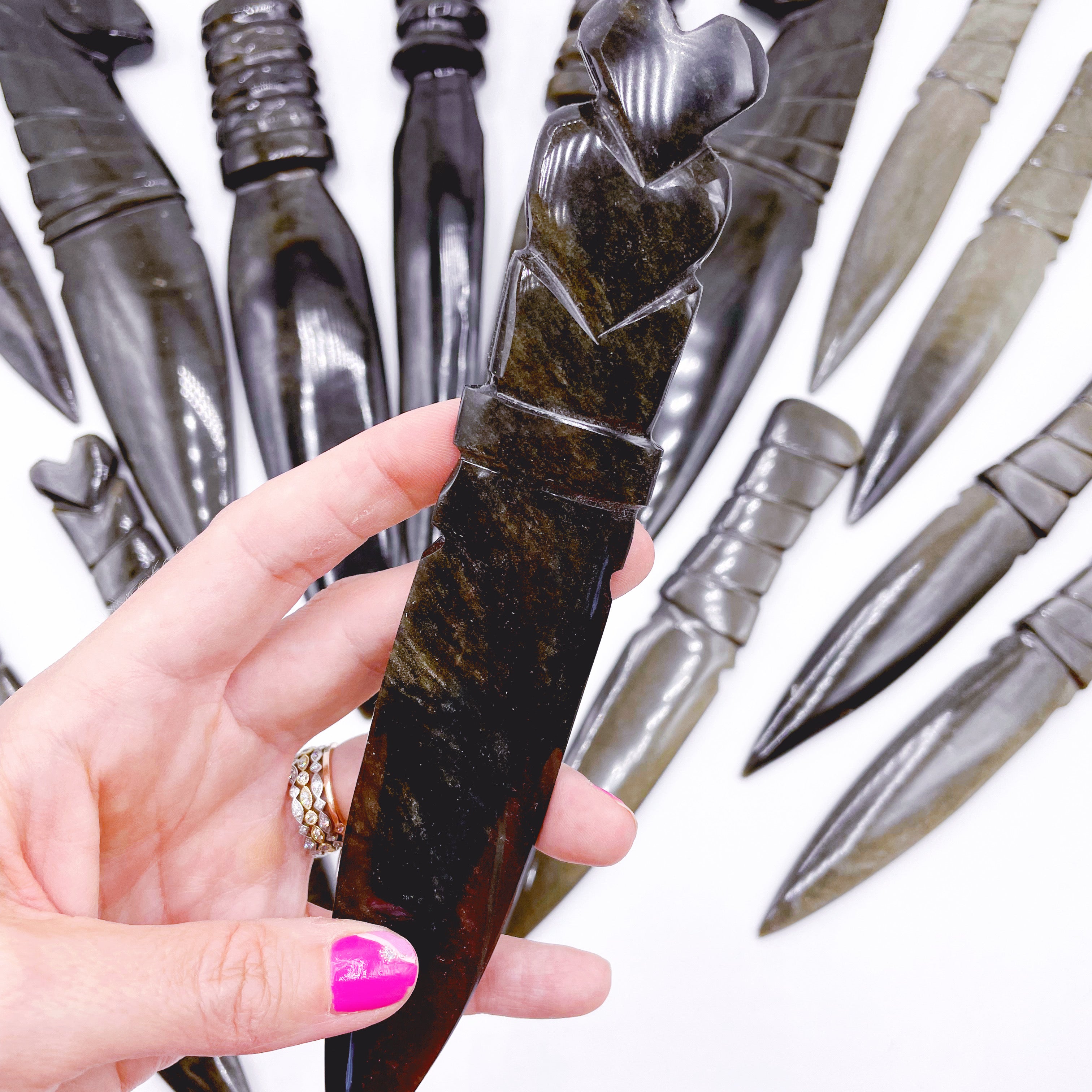 Gold Sheen Obsidian Heart Dagger/Letter Opener - Baltic Mermaid