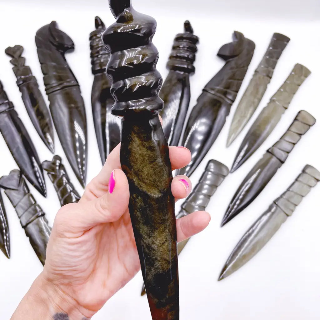 Gold Sheen Obsidian Serpent Dagger - Baltic Mermaid