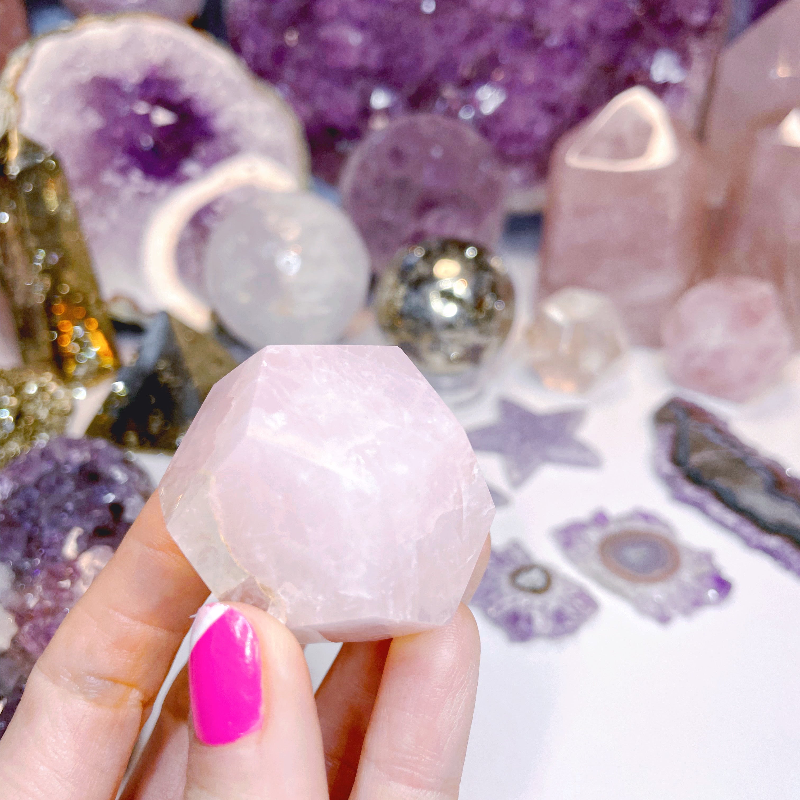 Rose Quartz Dodecahedron w/ iron inclusion - Baltic Mermaid