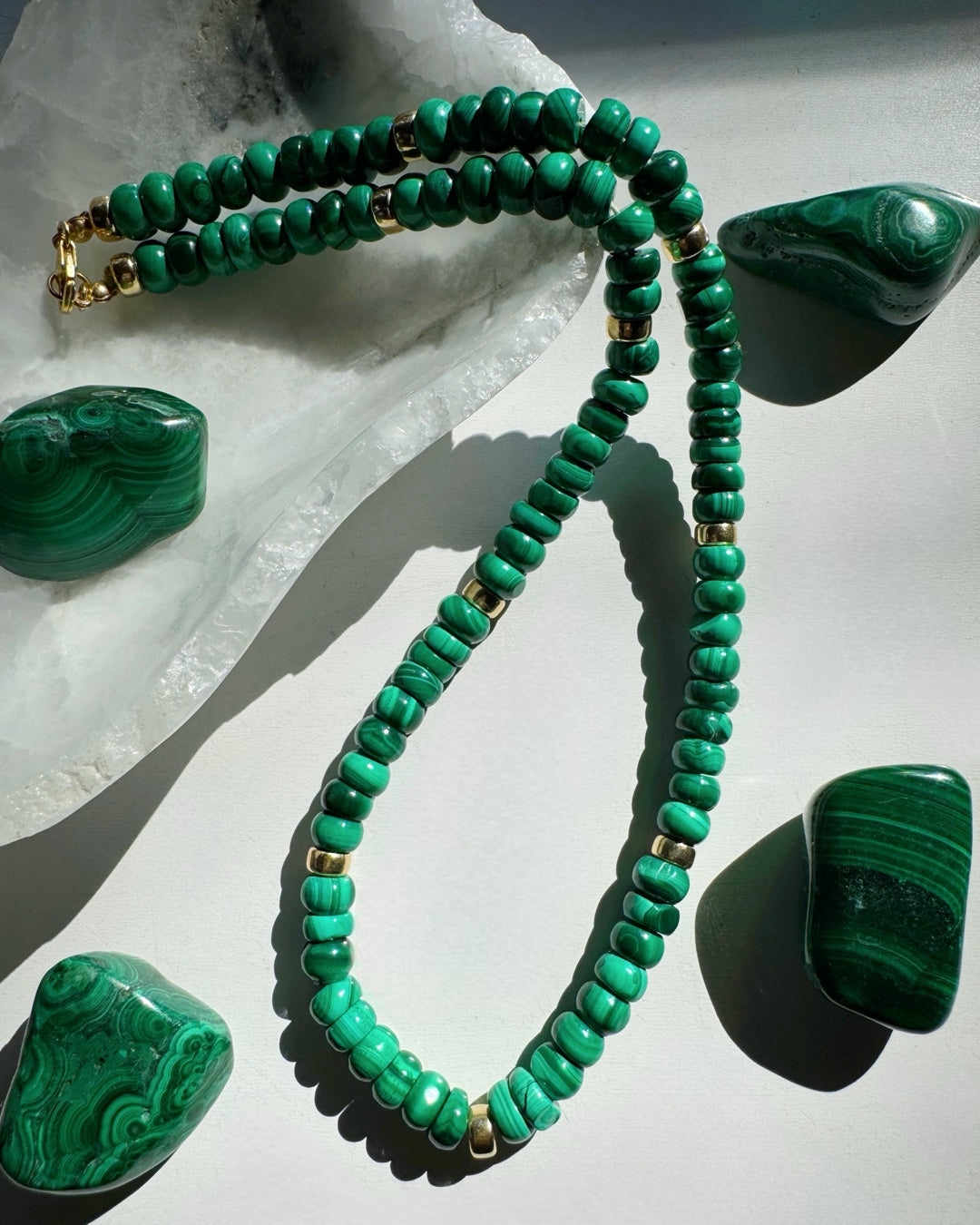 “Donna” - Malachite Gemstone Candy Necklace - Baltic Mermaid