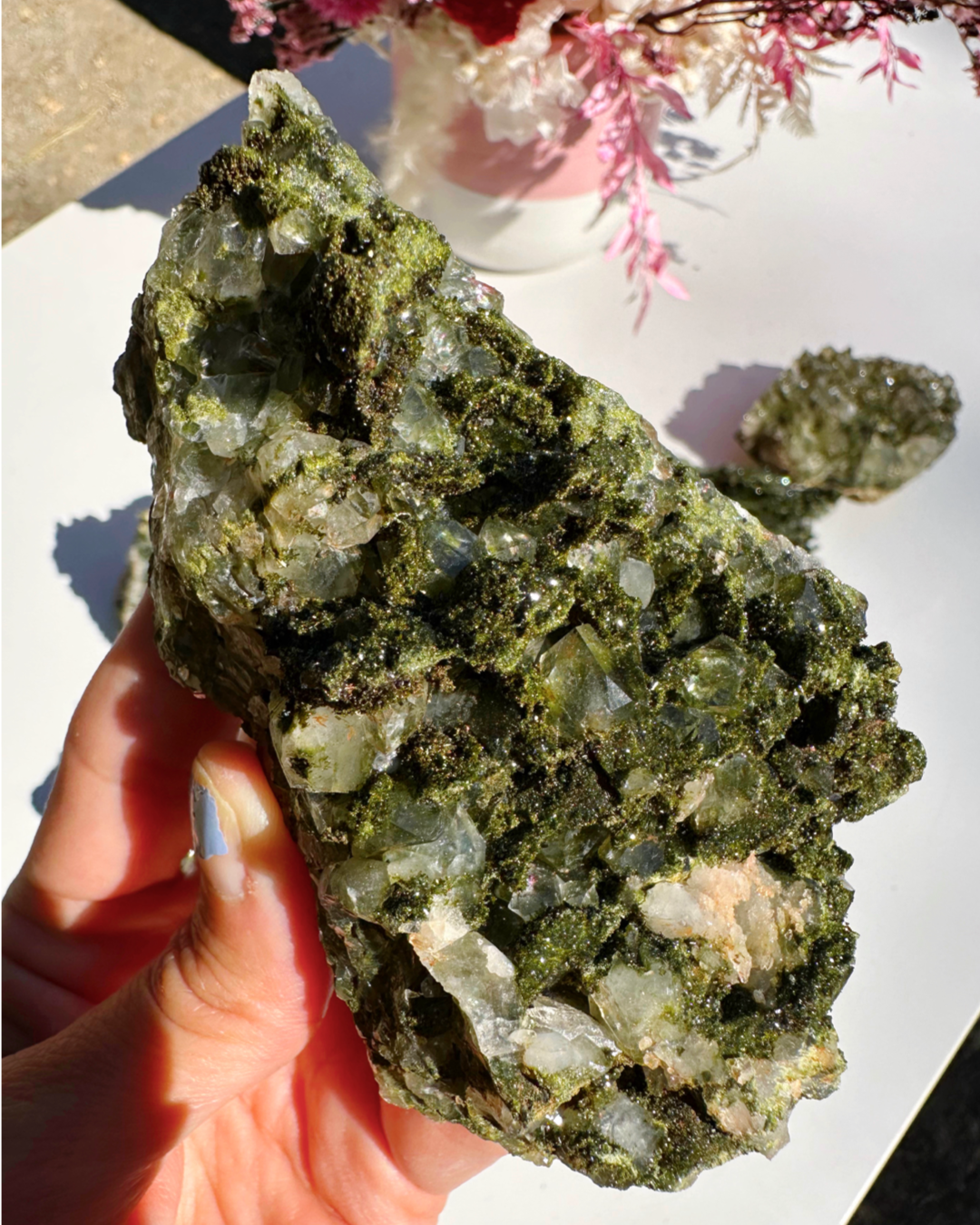 Epidote Quartz Cluster - Baltic Mermaid