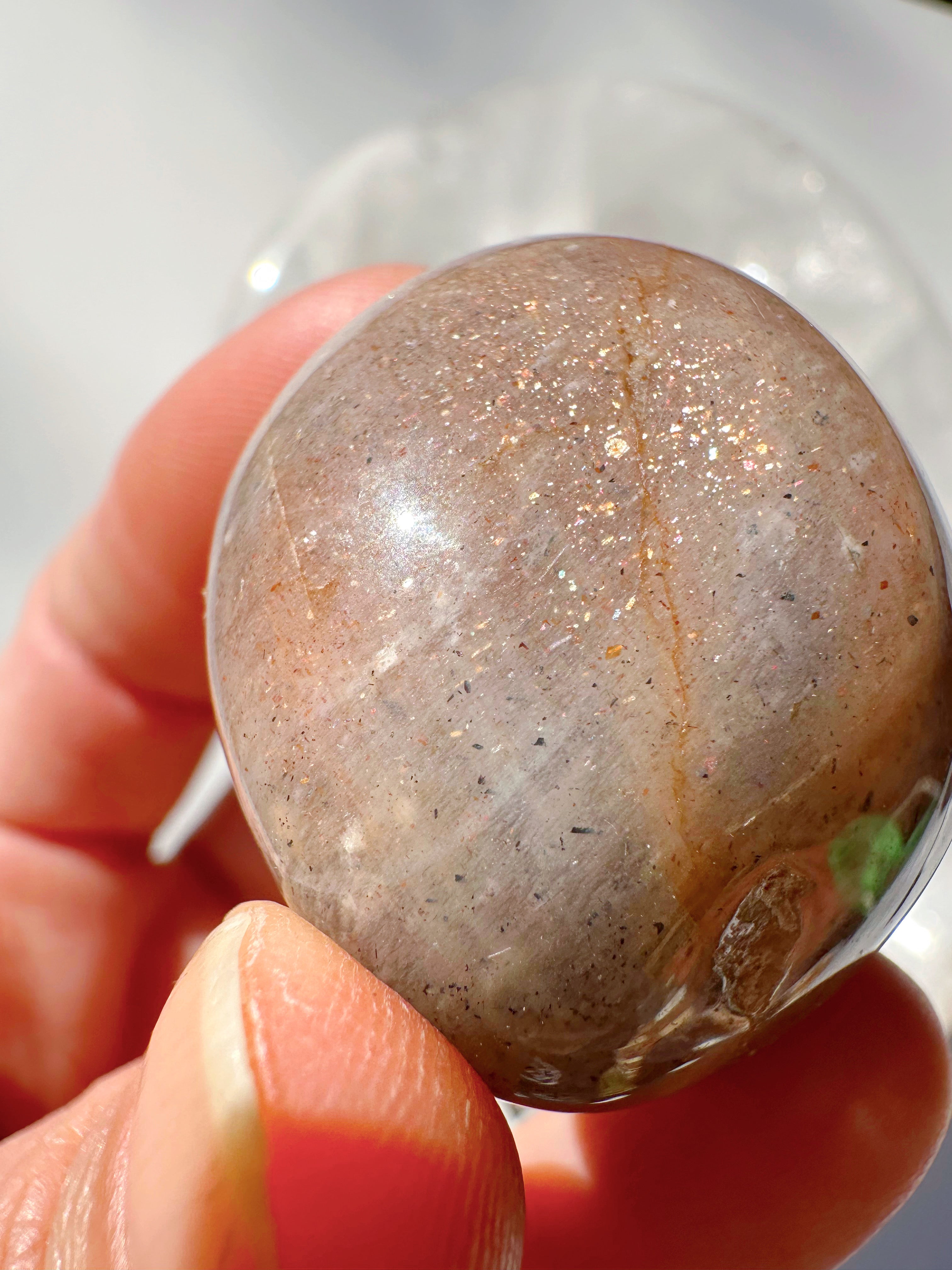 Sunstone & Peach Moonstone Palm Stone - E - Baltic Mermaid