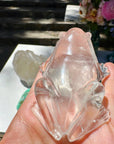 Hand Carved Clear Quartz Frog