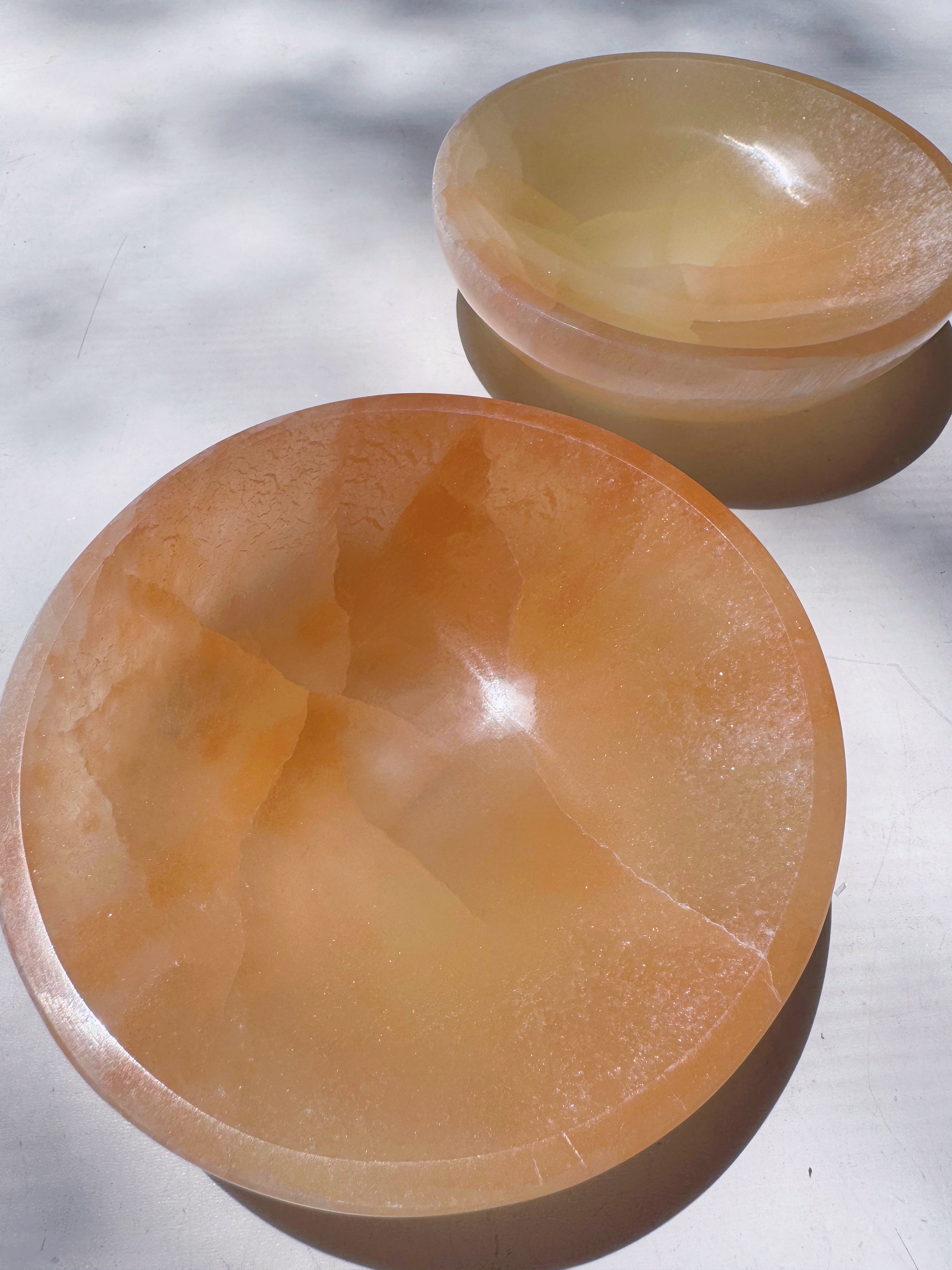 Peach Selenite Bowl Baltic Mermaid