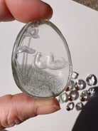 Intaglio Carved Love Birds in a the water Chlorite Quartz/Garden Quartz Cabochon Baltic Mermaid