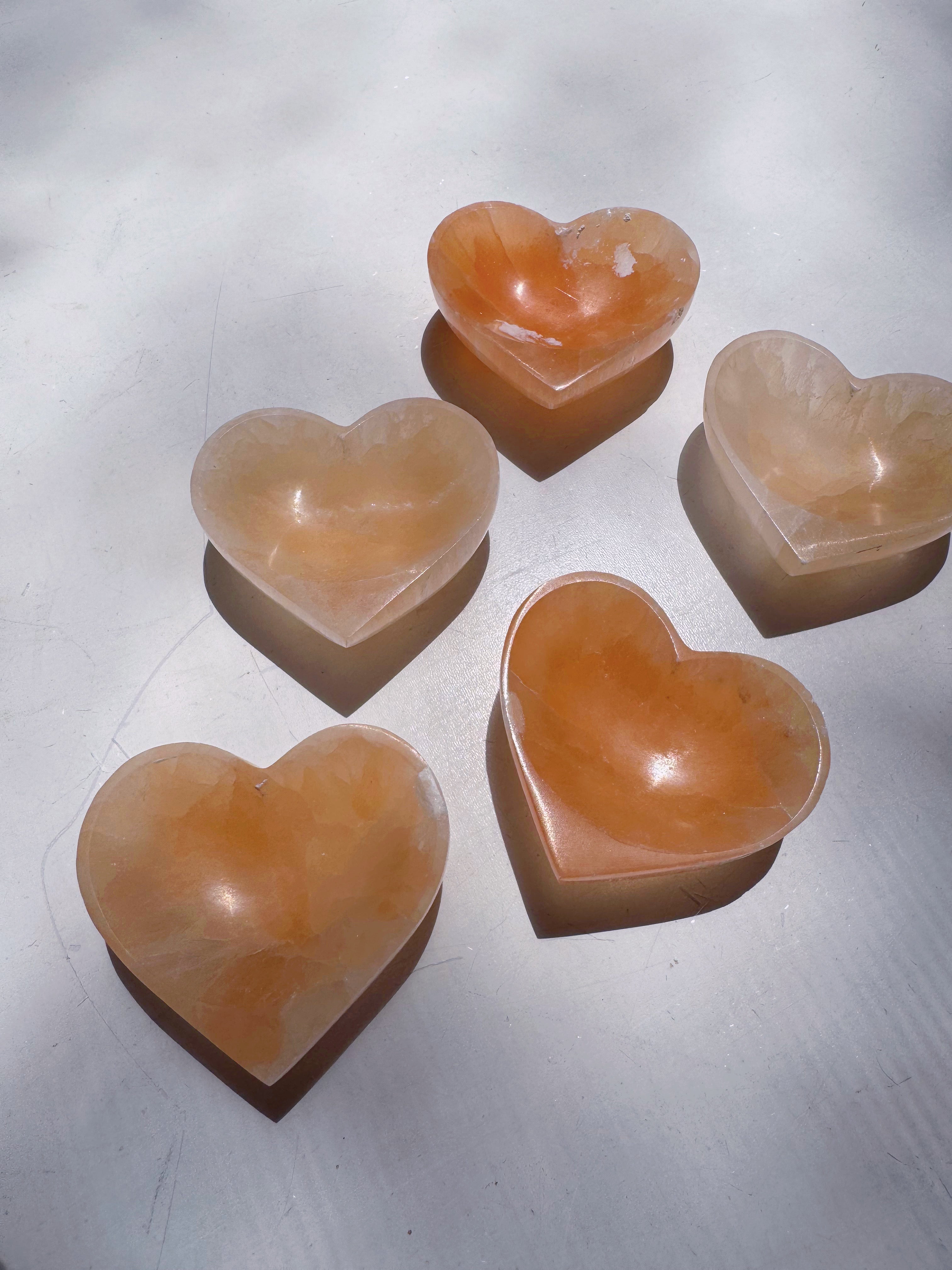 Peach Selenite Lil’ Heart Dish Baltic Mermaid