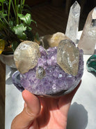 Amethyst Cluster w/ Calcite & Goethite from Uruguay Baltic Mermaid