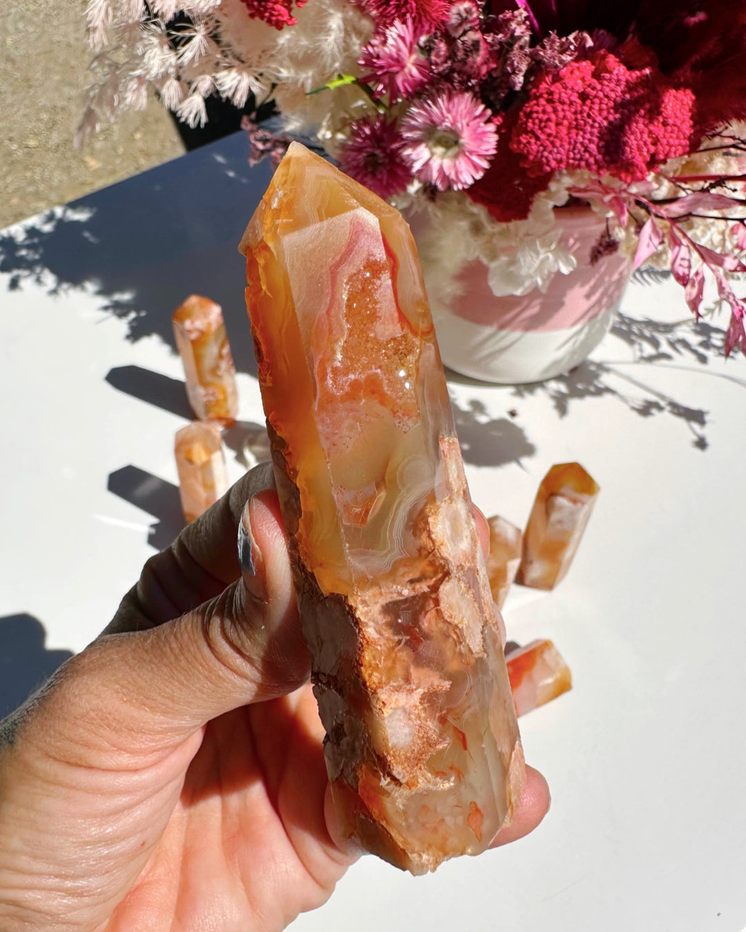 Carnelian Flower Agate Towers