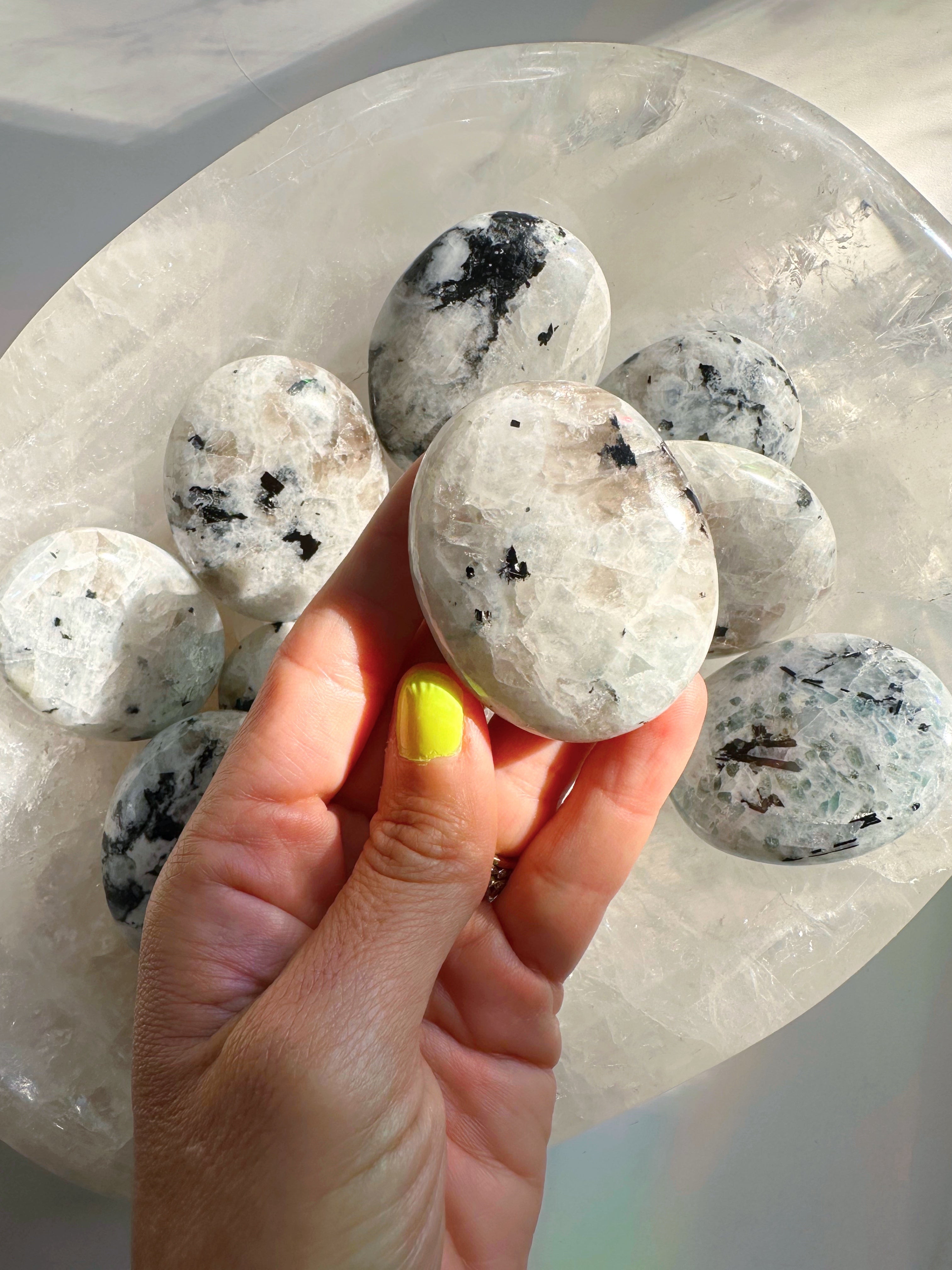 Rainbow Moonstone Palm Stones - Baltic Mermaid