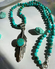 “Frida” - Turquoise & Sterling Silver w/ Pewter Feather