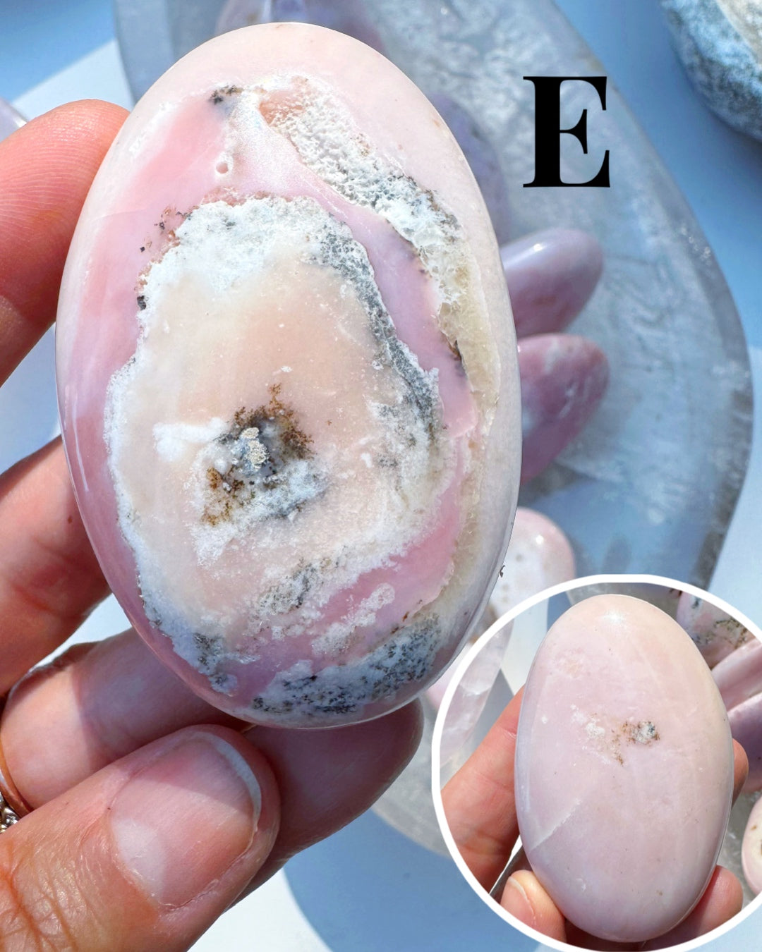 Pink Opal Palm Stones - Baltic Mermaid