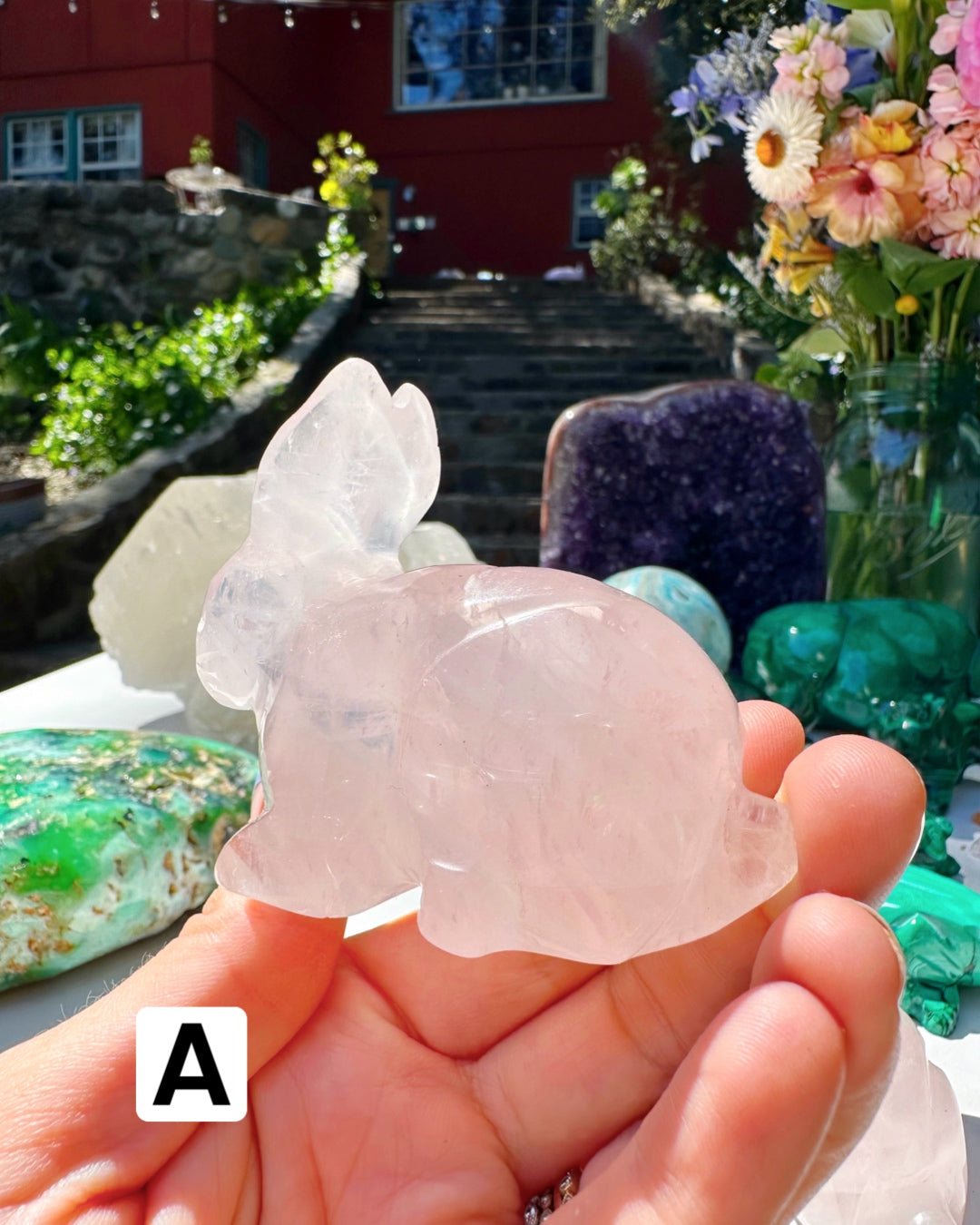 Rose Quartz Hand Carved Rabbits - Baltic Mermaid