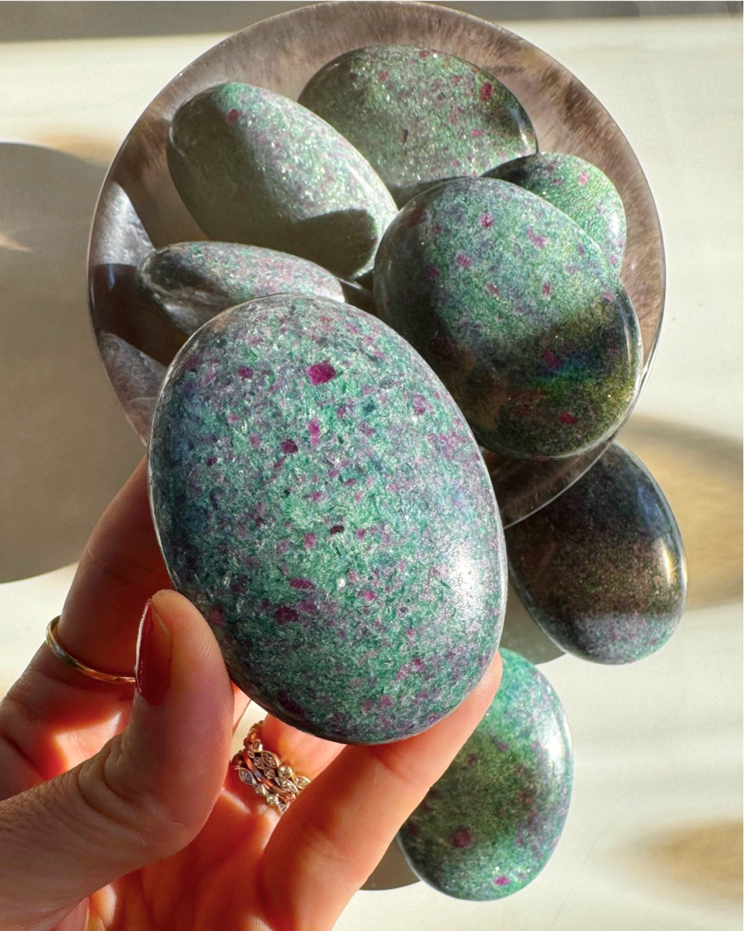 Ruby in Fuchsite with Blue Kyanite Palm Stones - Baltic Mermaid
