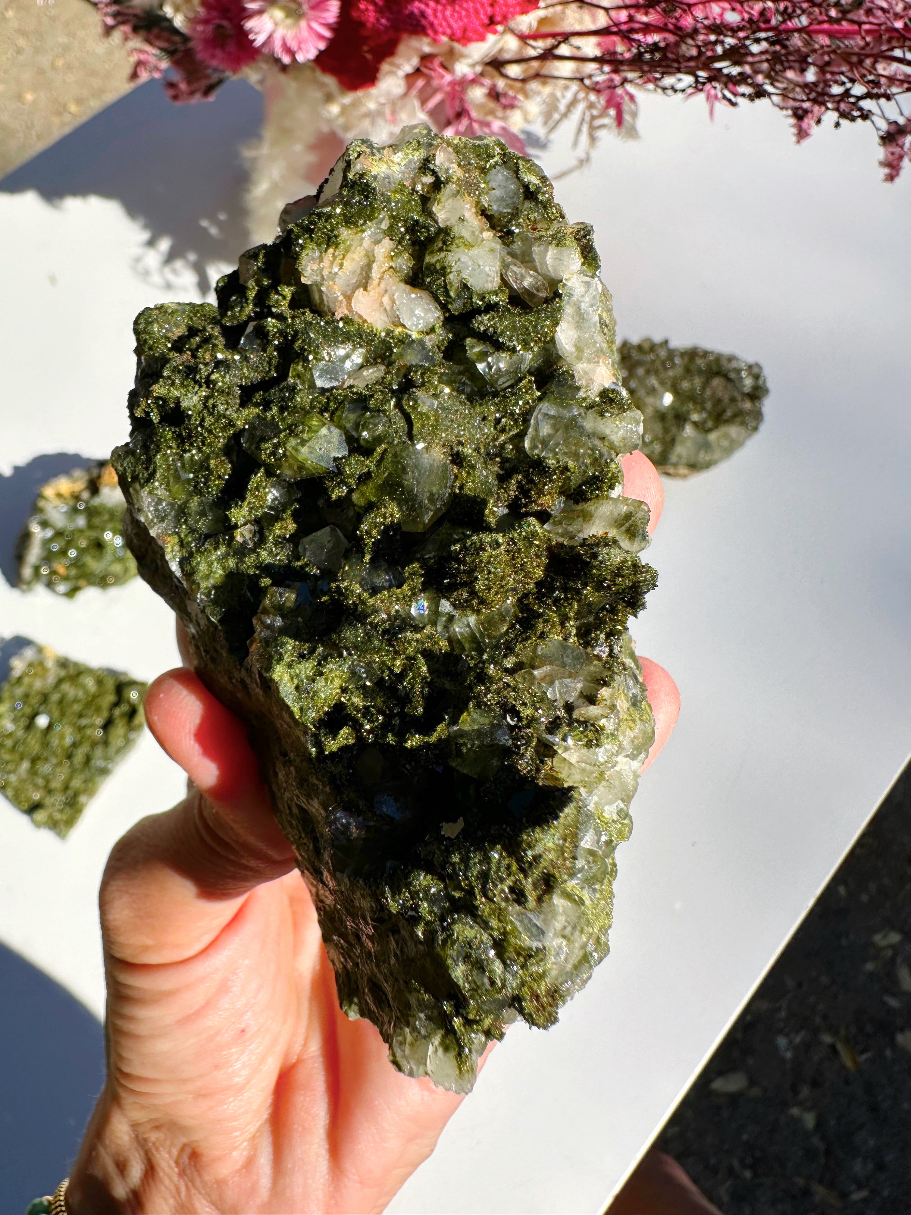 Epidote Quartz Cluster - Baltic Mermaid