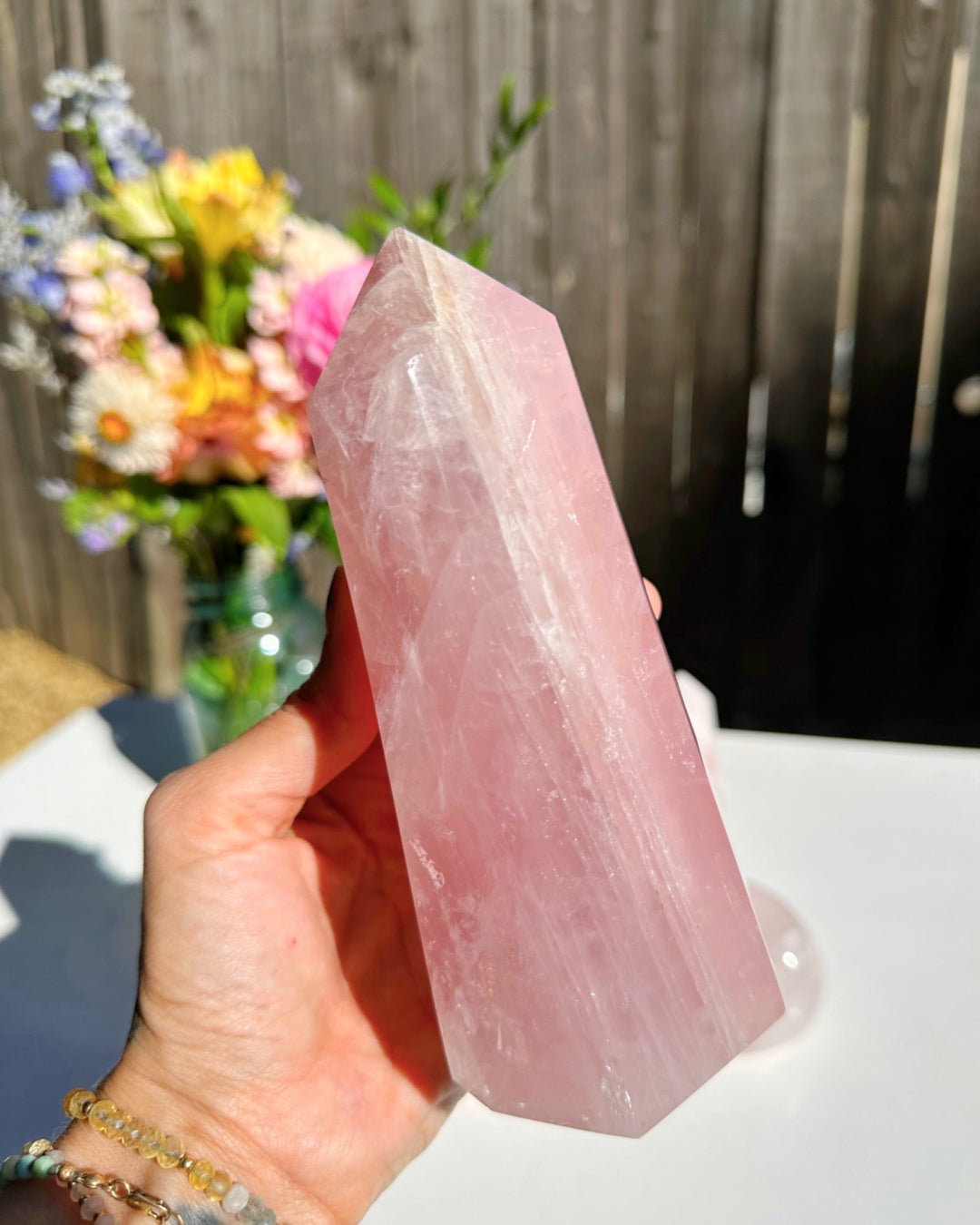 Rose Quartz Tower w/ Iron Inclusions - Baltic Mermaid