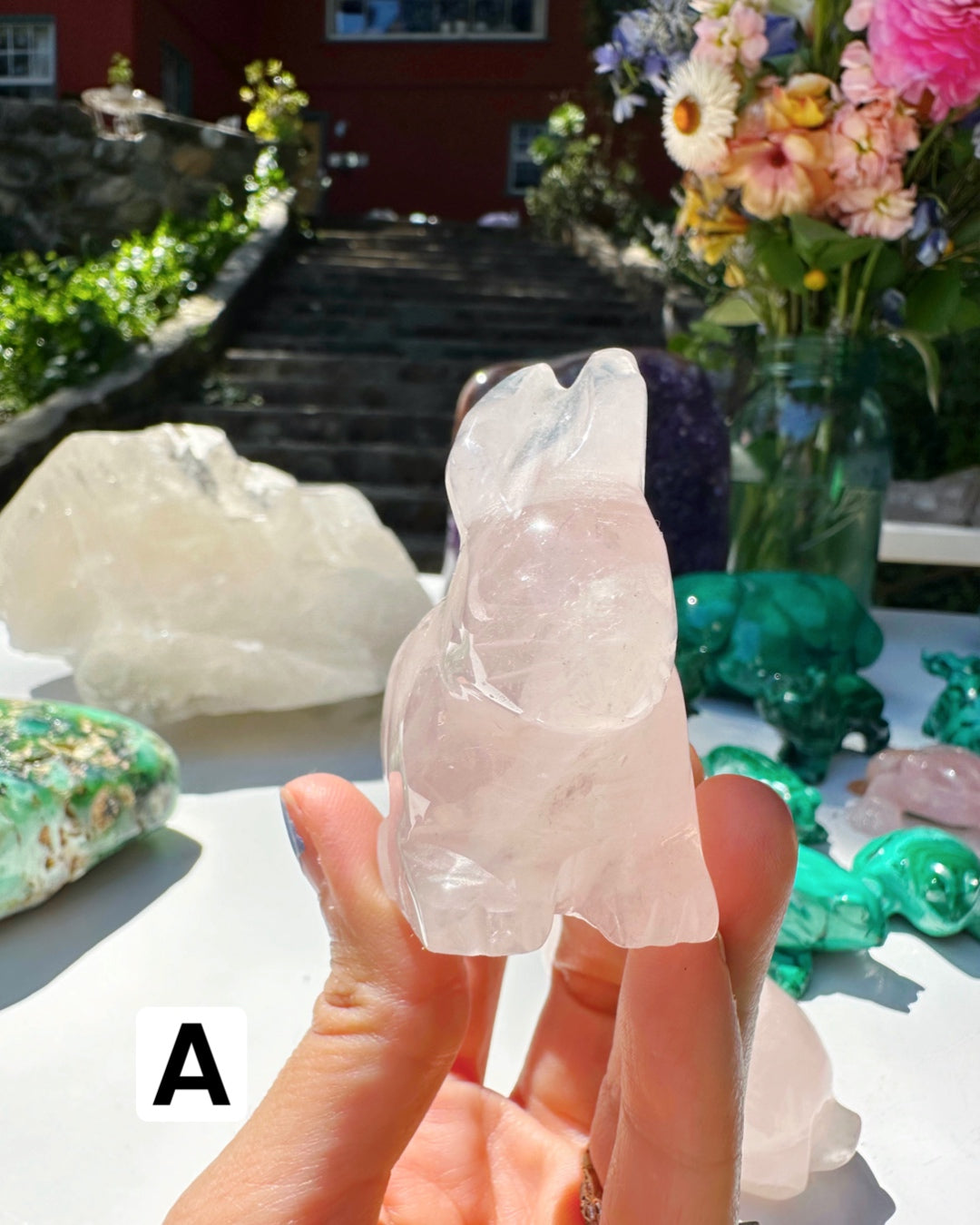 Rose Quartz Hand Carved Rabbits - Baltic Mermaid