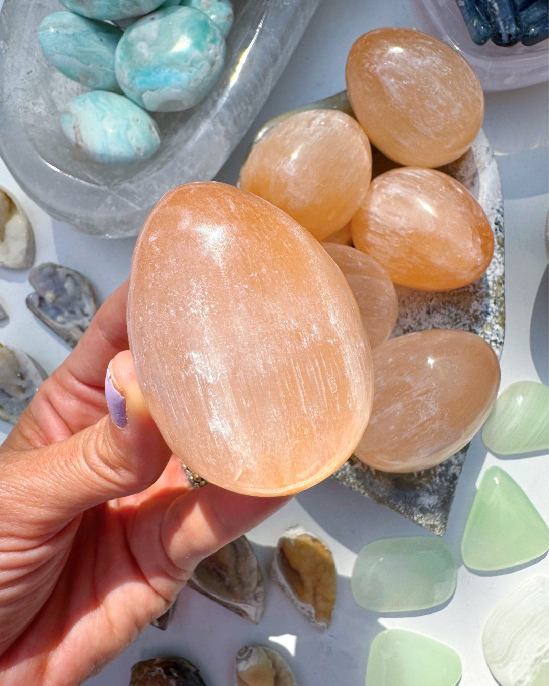 Peach Selenite Egg - Baltic Mermaid