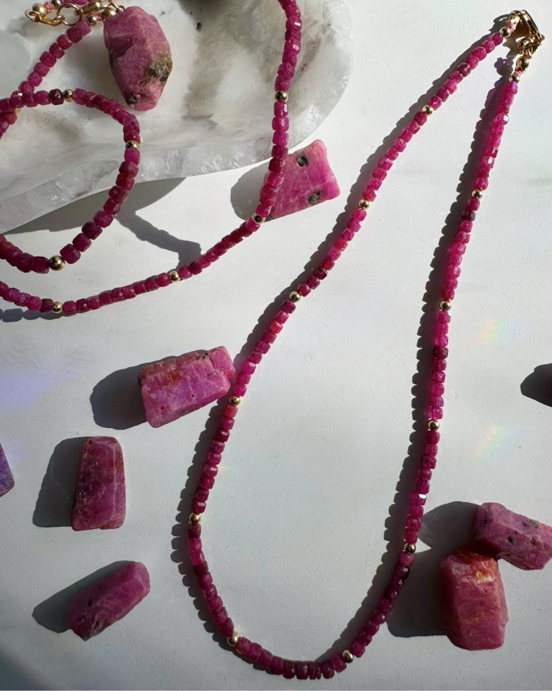 “Judy” - Ruby Gemstone Candy Necklace - Baltic Mermaid