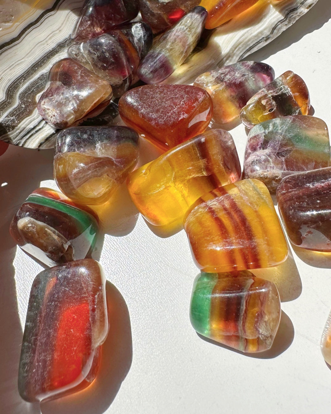 Old Stock Banded FluoriteTumbled Stones from Argentina