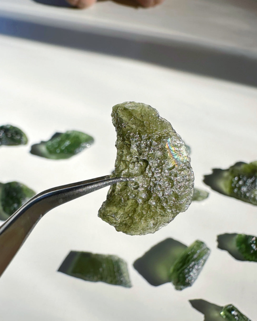 Chlum Moldavite w/ Rainbow #5 - AA - Baltic Mermaid