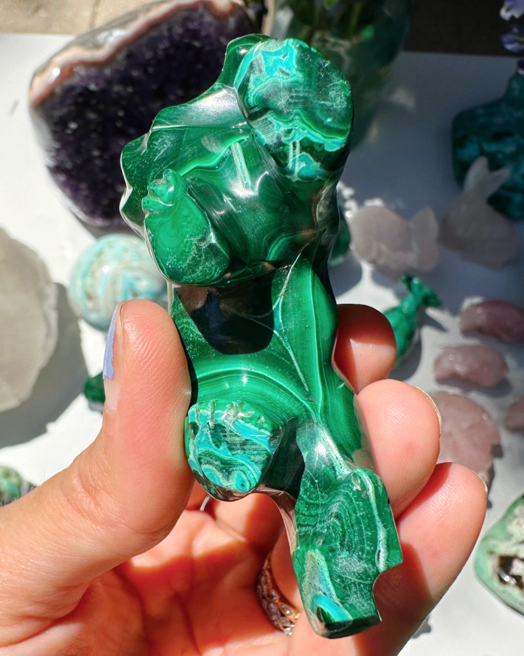 Hand Carved Malachite Lion - Baltic Mermaid
