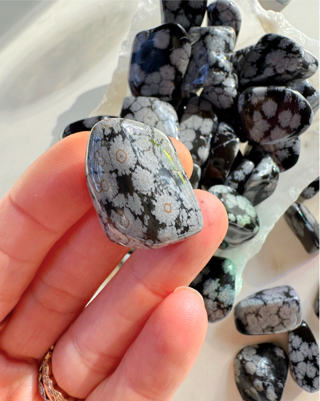 Snowflake Obsidian Tumbled Stones - Baltic Mermaid