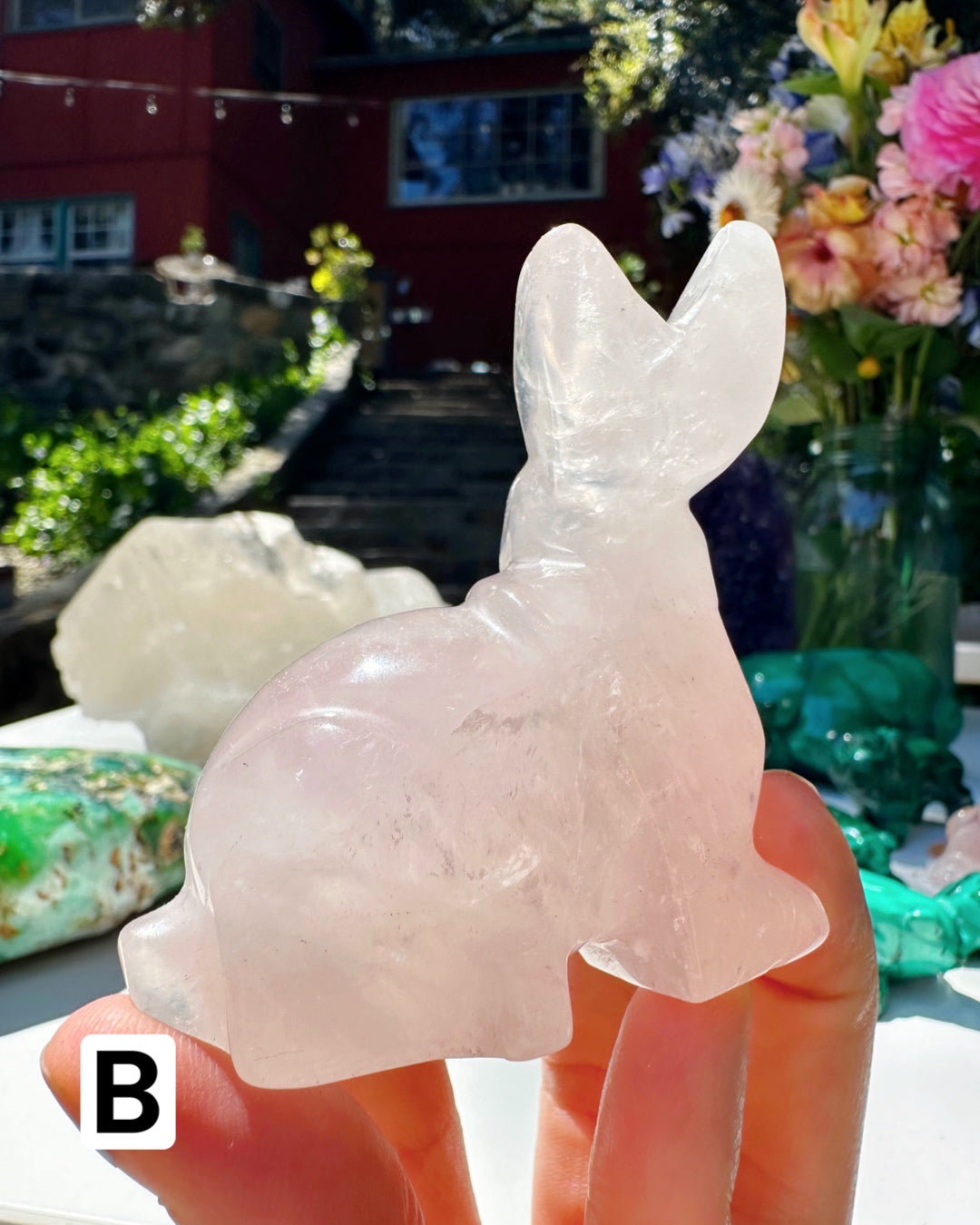 Rose Quartz Hand Carved Rabbits - Baltic Mermaid