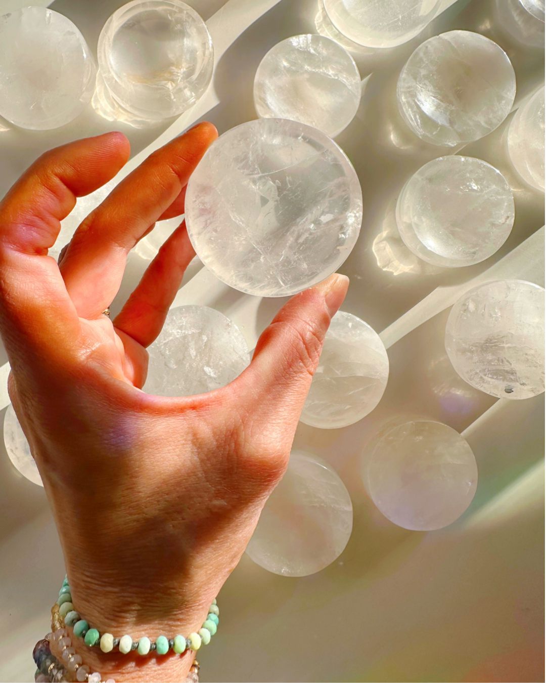 Clear Quartz Sphere Stand/Small Dish