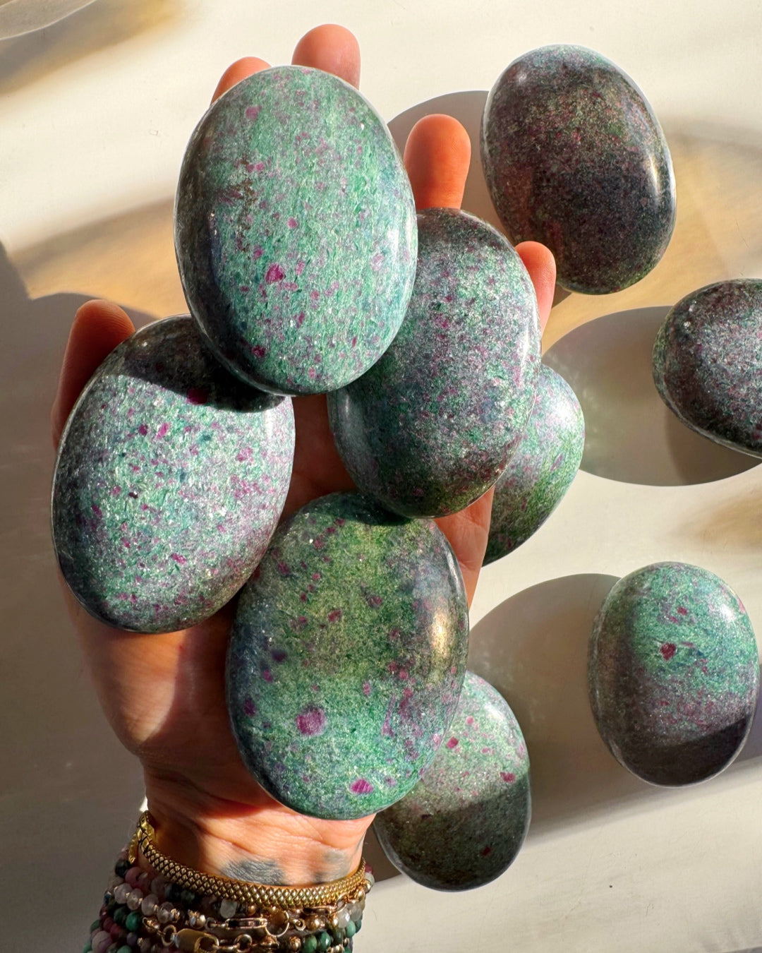 Ruby in Fuchsite with Blue Kyanite Palm Stones - Baltic Mermaid