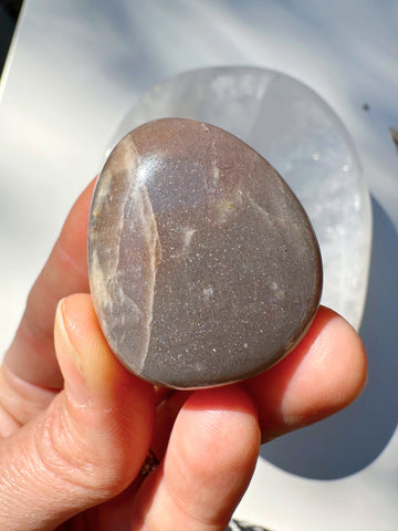 Sunstone & Peach Moonstone Palm Stone - N