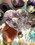 Amethyst Heart w/ Druzy Calcite Cube