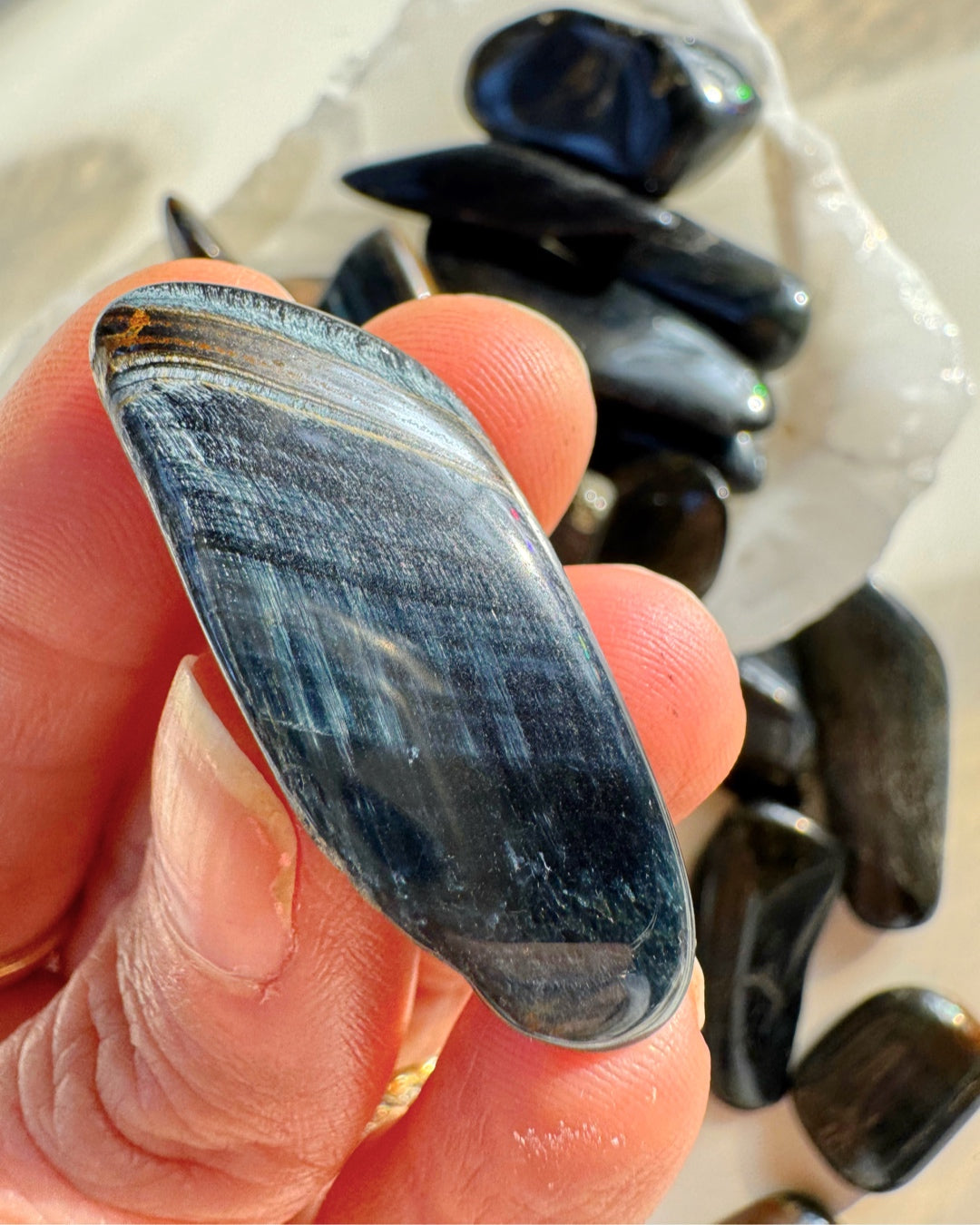 Blue Tiger Eye Tumbled Stones