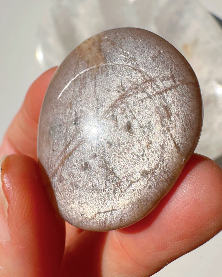 Sunstone & Peach Moonstone Palm Stone - Q